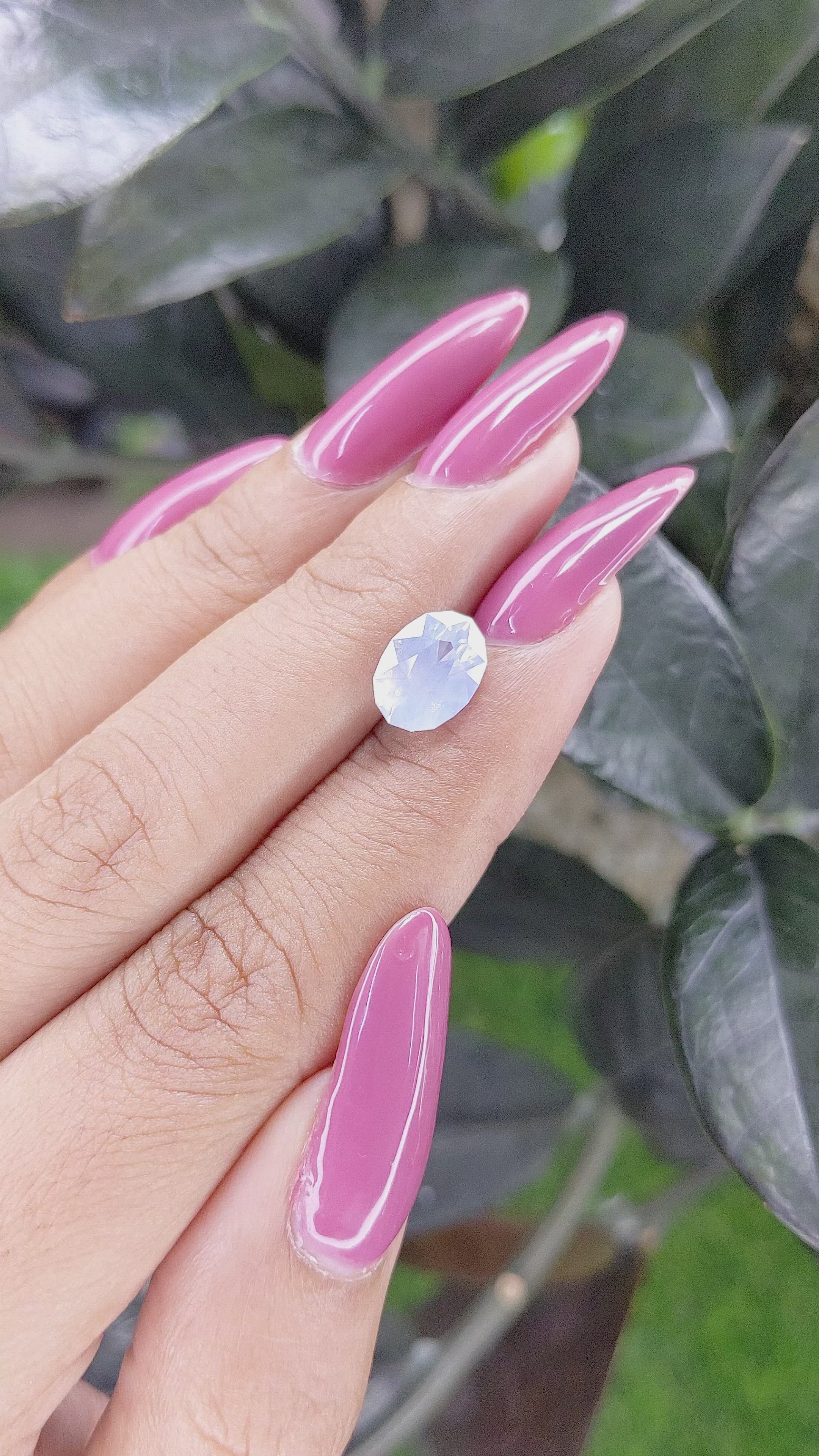 3.14 Ct. White Sapphire from Ceylon (Sri Lanka) Size Video