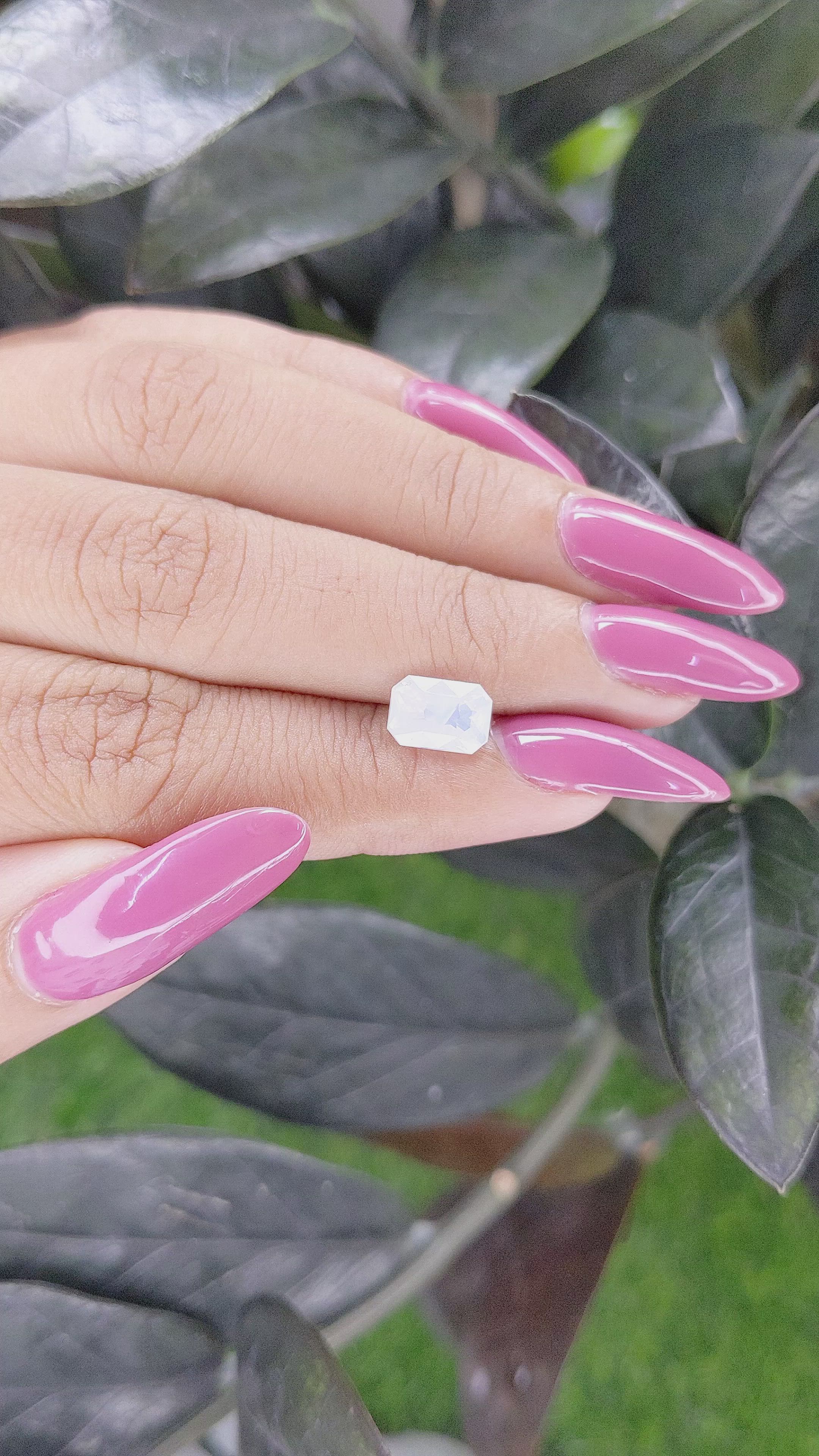 2.23 Ct. White Sapphire from Ceylon (Sri Lanka) Size Video