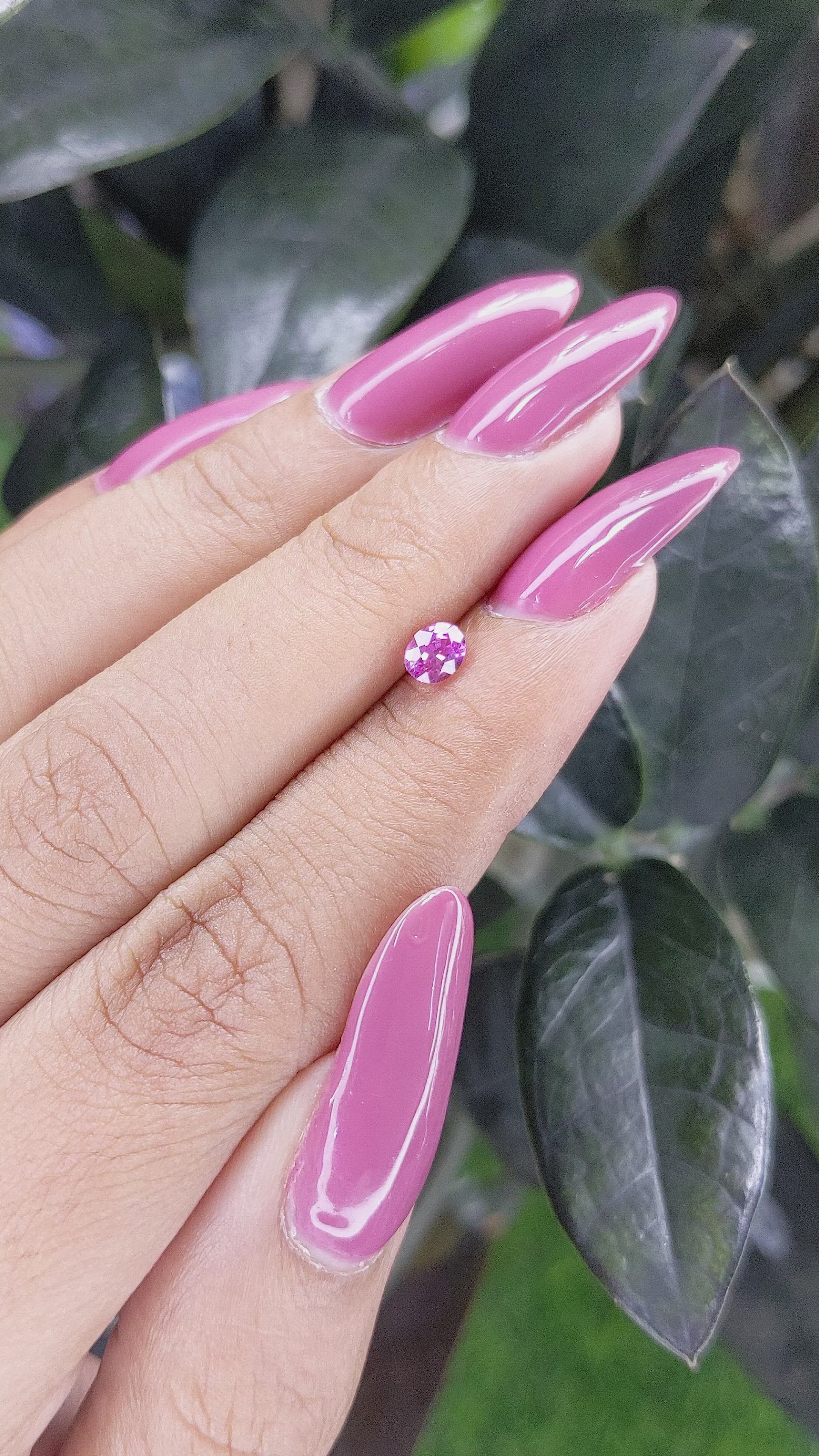 0.45 Ct. Purplish Pink Sapphire from Ceylon (Sri Lanka) Size Video