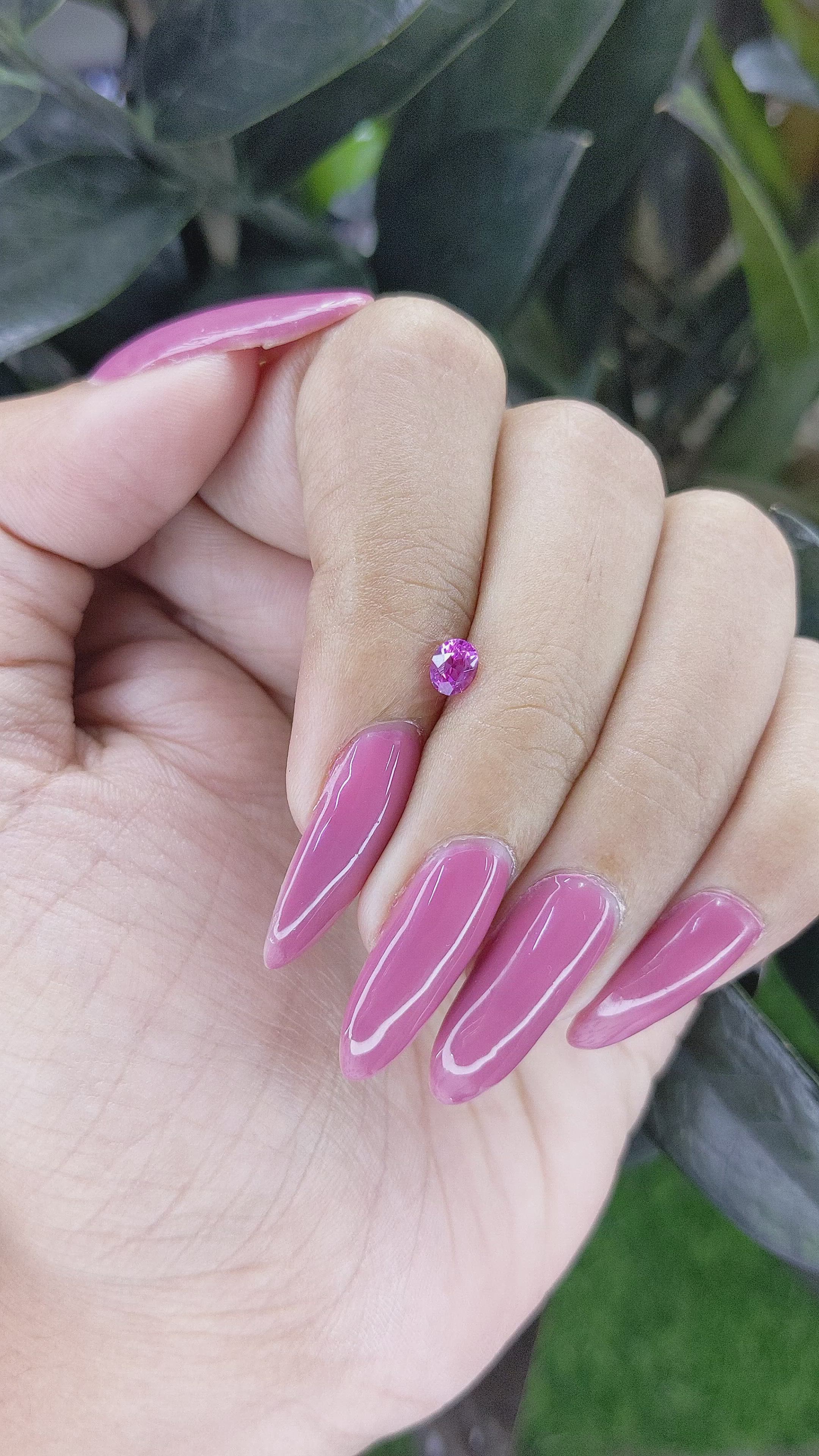 0.45 Ct. Purplish Pink Sapphire from Ceylon (Sri Lanka) Size Video