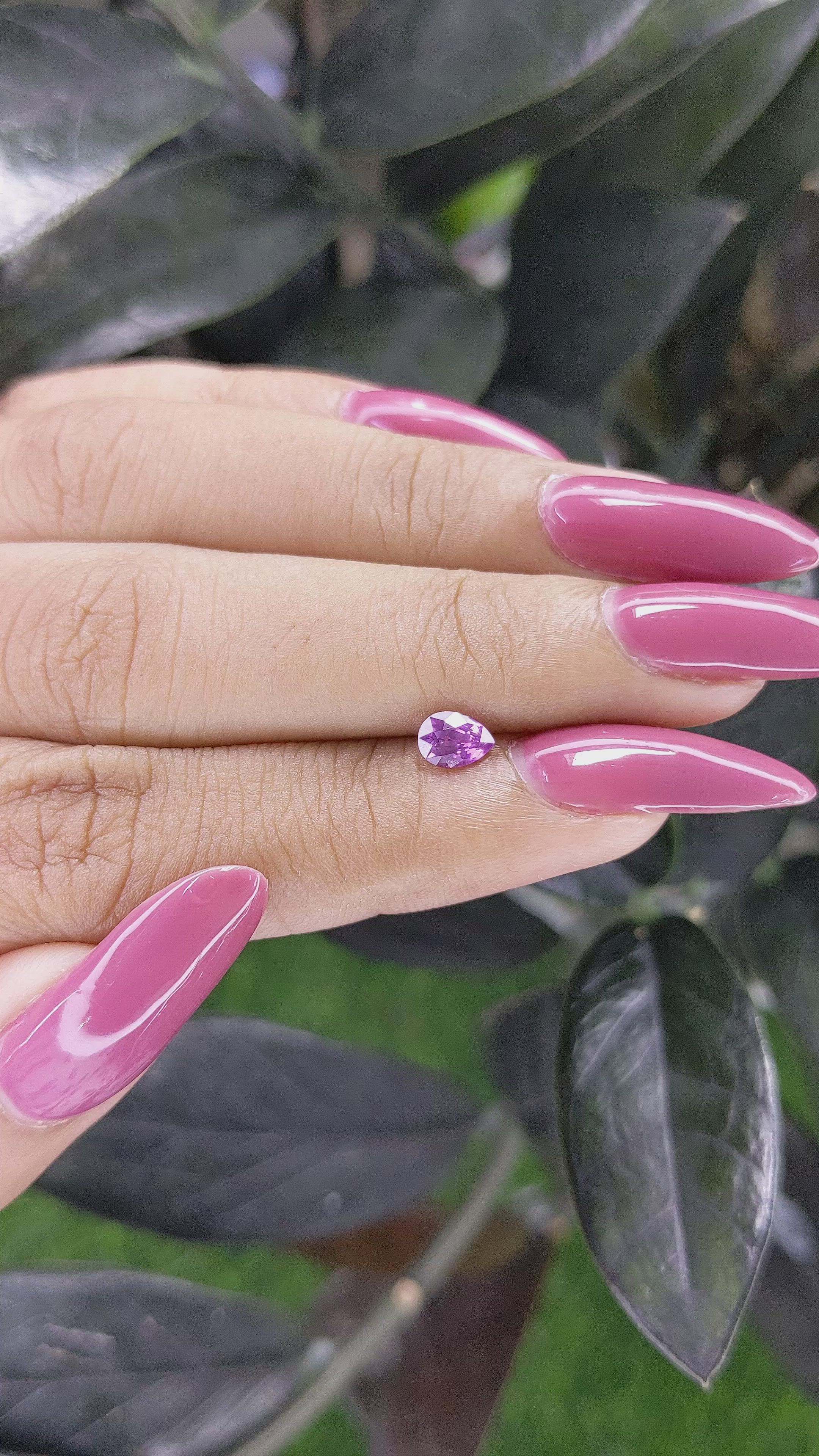 0.52 Ct. Pinkish Purple Sapphire from Ceylon (Sri Lanka) Size Video