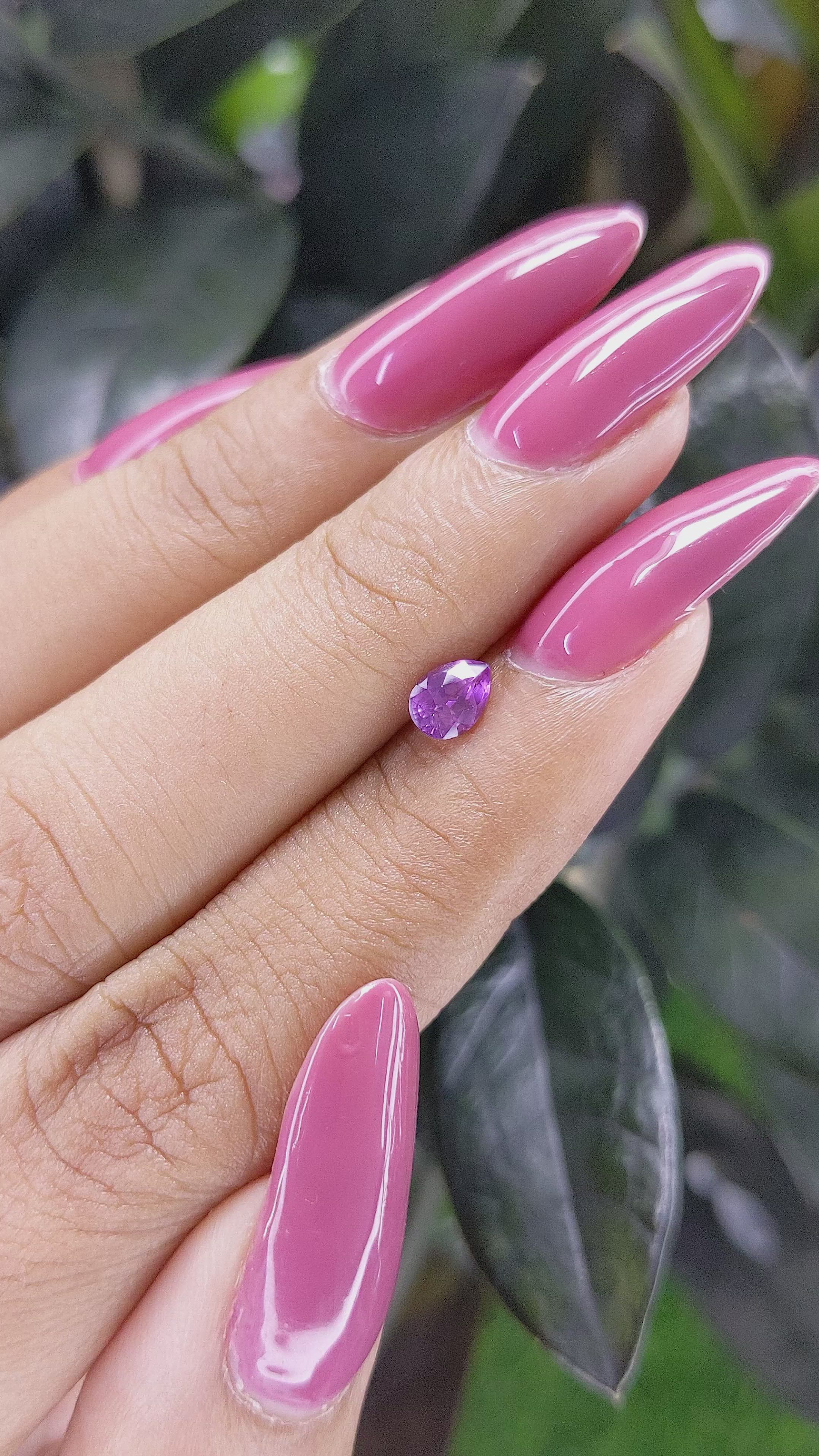 0.52 Ct. Pinkish Purple Sapphire from Ceylon (Sri Lanka) Size Video