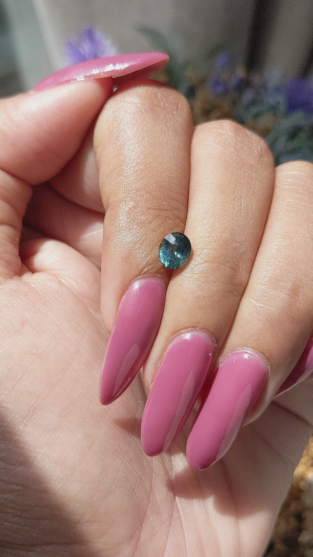 1.06 Ct. Bluish Green Sapphire from Madagascar Size Video