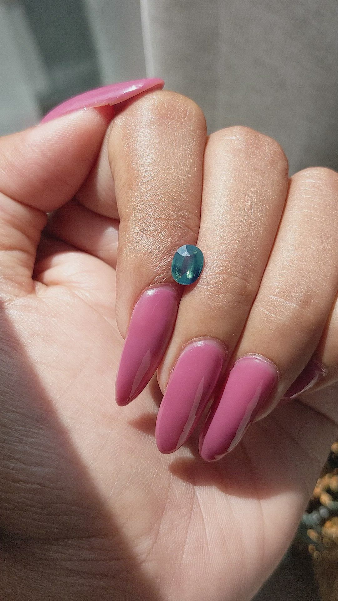 1.05 Ct. Bluish Green Sapphire from Madagascar Size Video