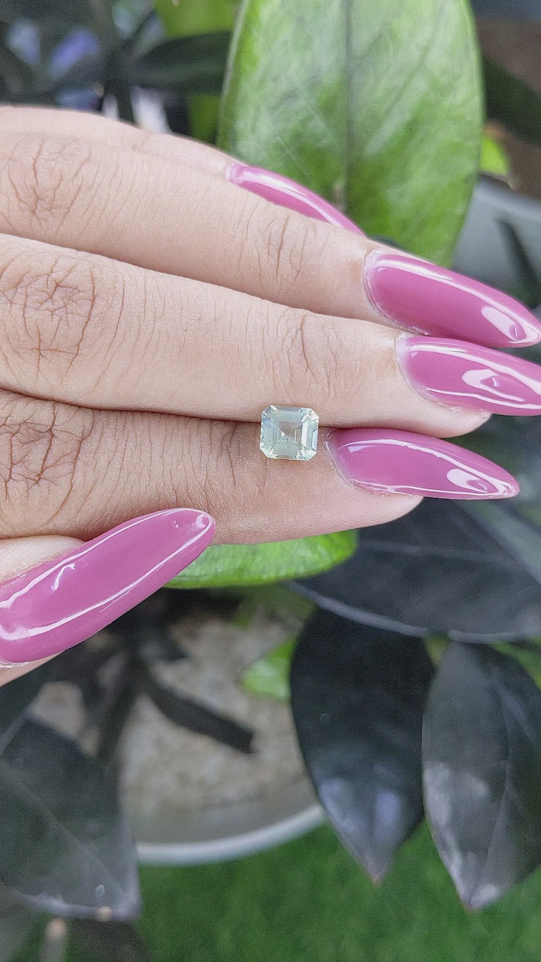 1.07 Ct. Bluish Green Sapphire from Madagascar Size Video