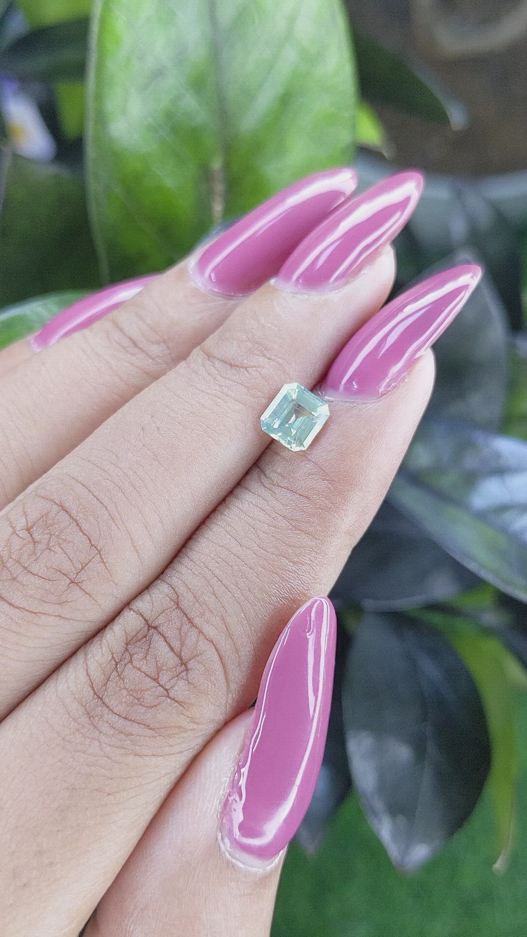 1.07 Ct. Bluish Green Sapphire from Madagascar Size Video