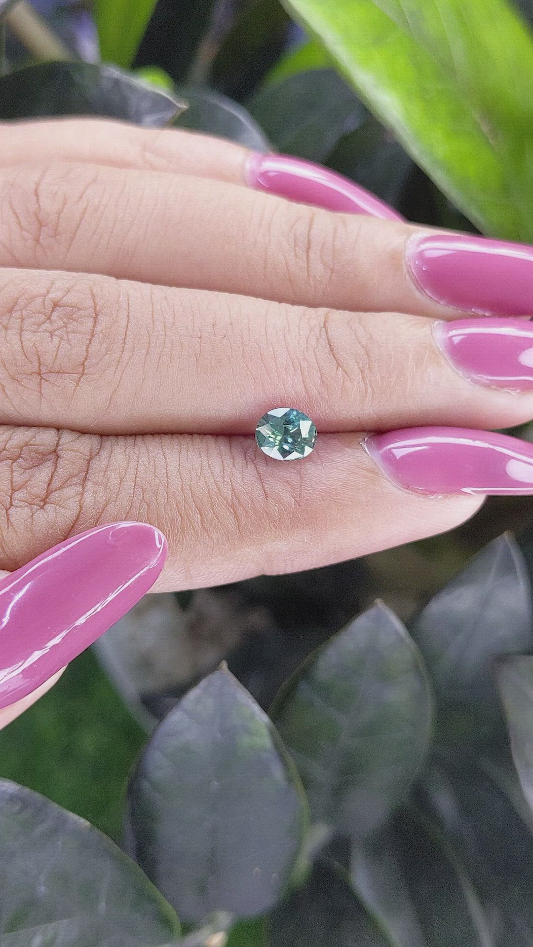 0.96 Ct. Bluish Green Sapphire from Madagascar Size Video