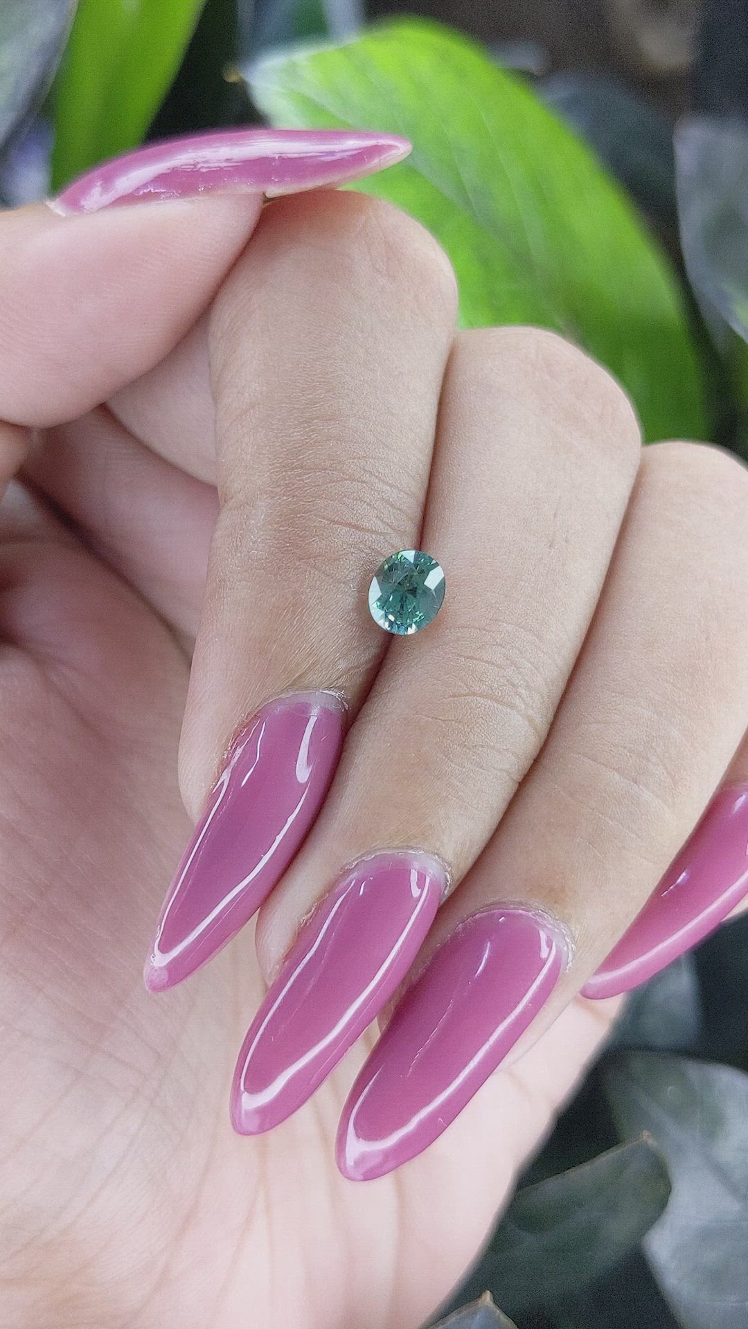 0.96 Ct. Bluish Green Sapphire from Madagascar Size Video