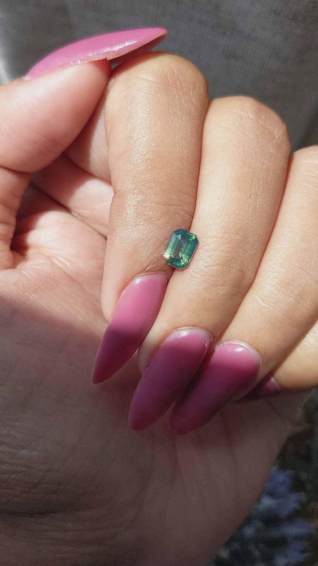 0.92 Ct. Bluish Green Sapphire from Madagascar Size Video