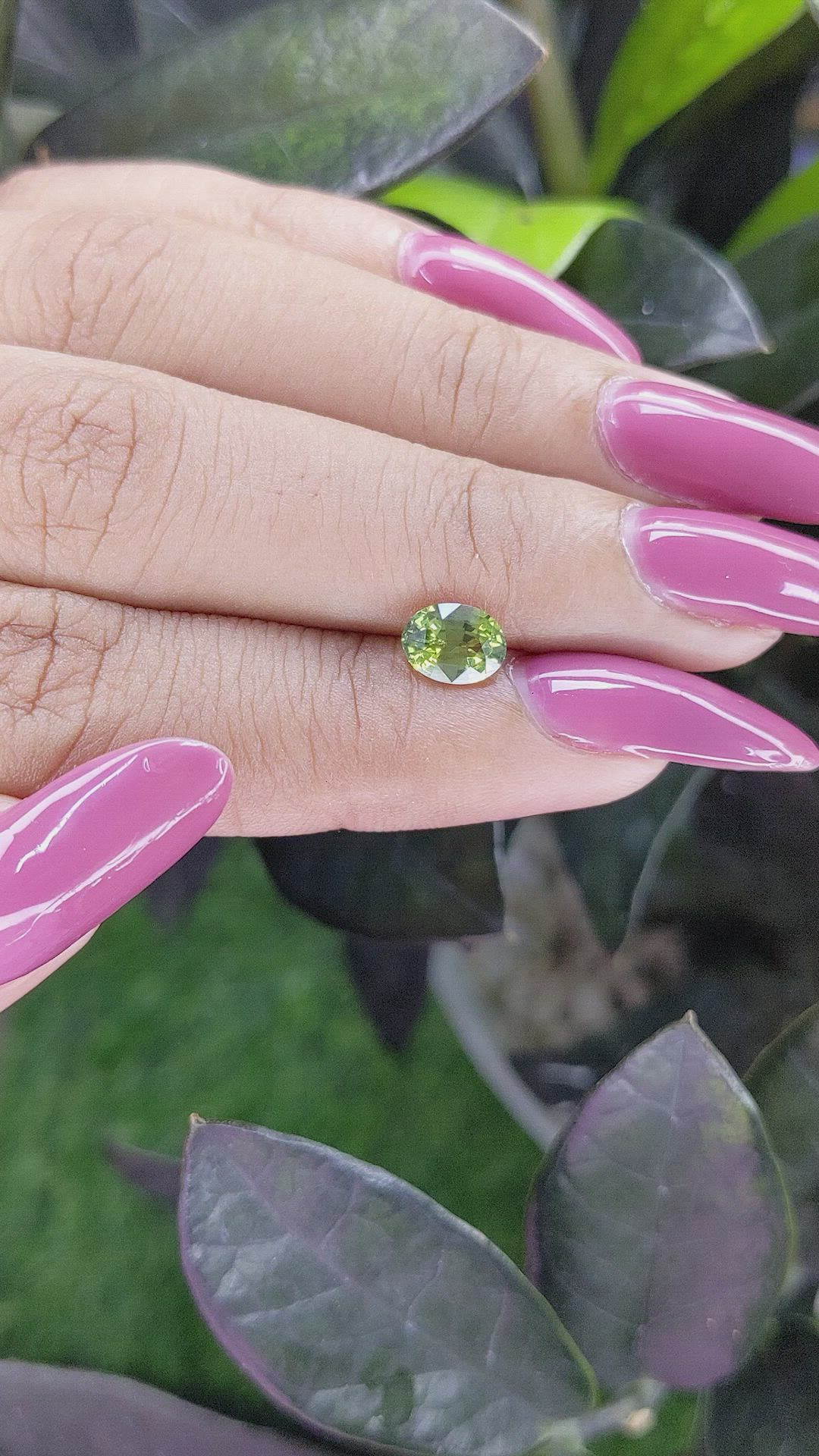 1.03 Ct. Yellowish Green Sapphire from Africa Size Video