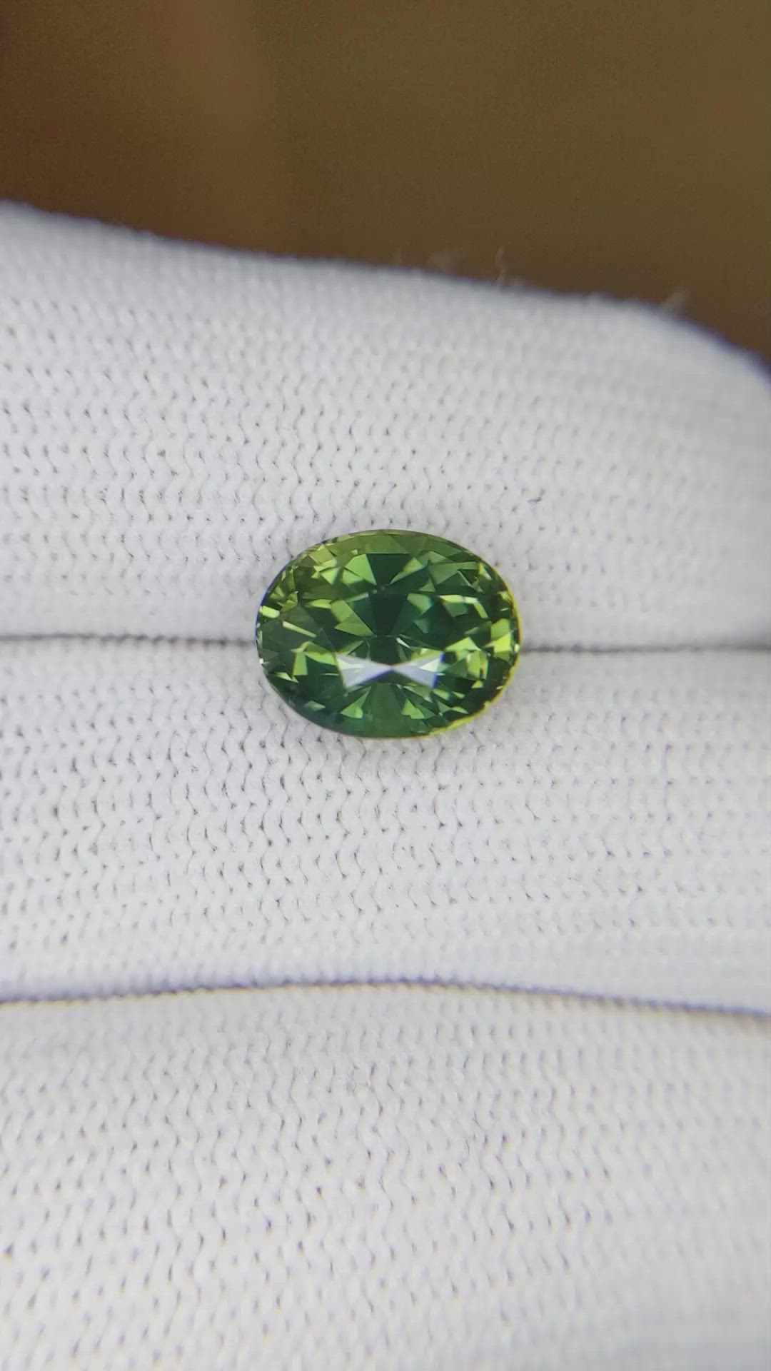 4.05 Ct. Yellowish Green Sapphire from Madagascar Size Video