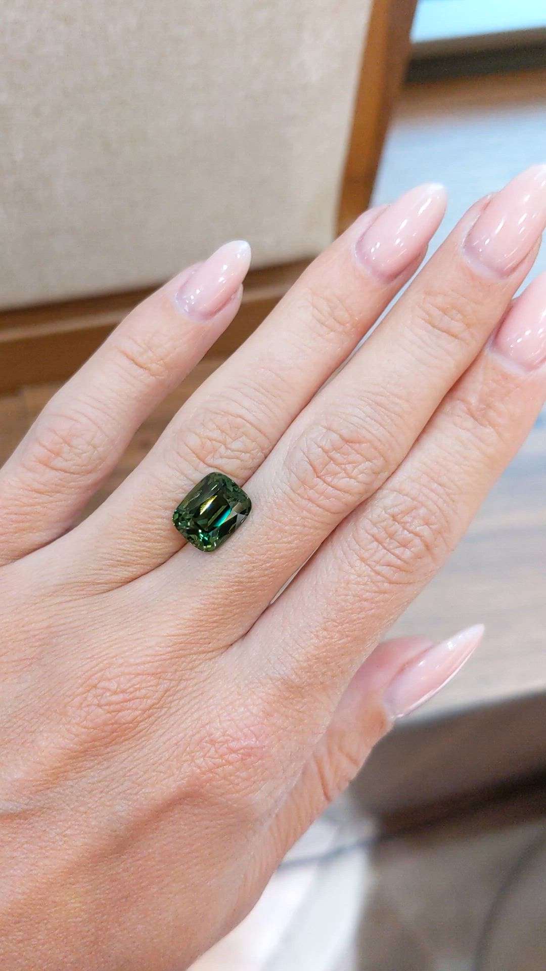 6.08 Ct. Green Sapphire from Madagascar Size Video