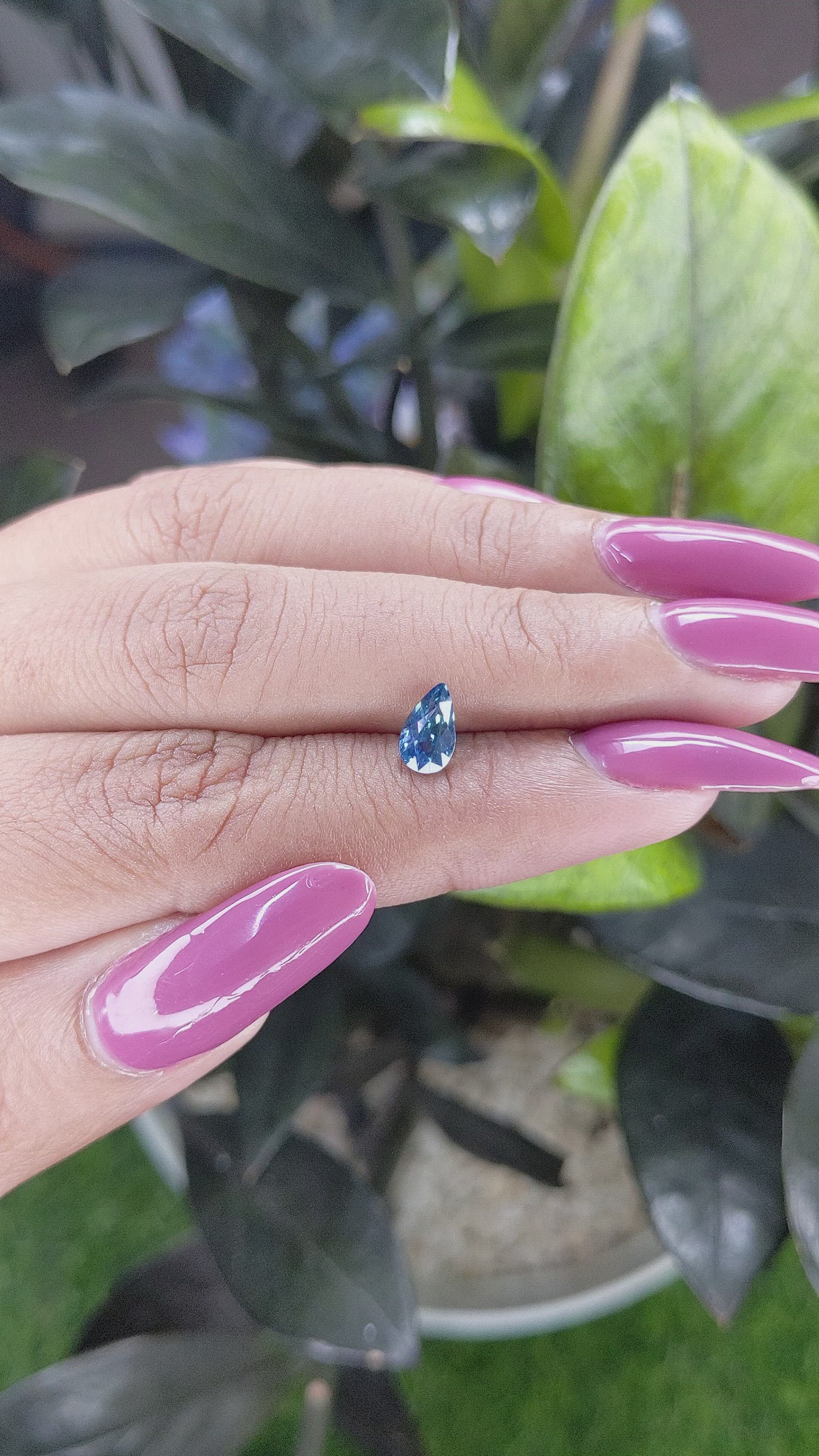 1.02 Ct. Greenish Blue Sapphire from Madagascar Size Video