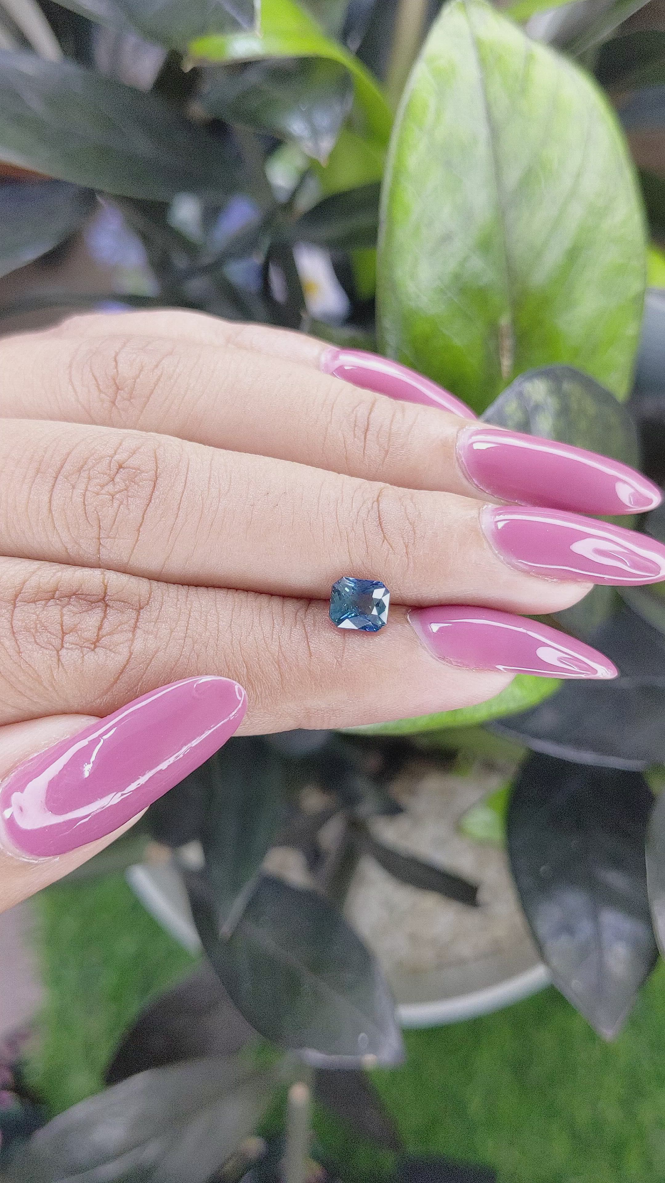 1.06 Ct. Greenish Blue Sapphire from Madagascar Size Video