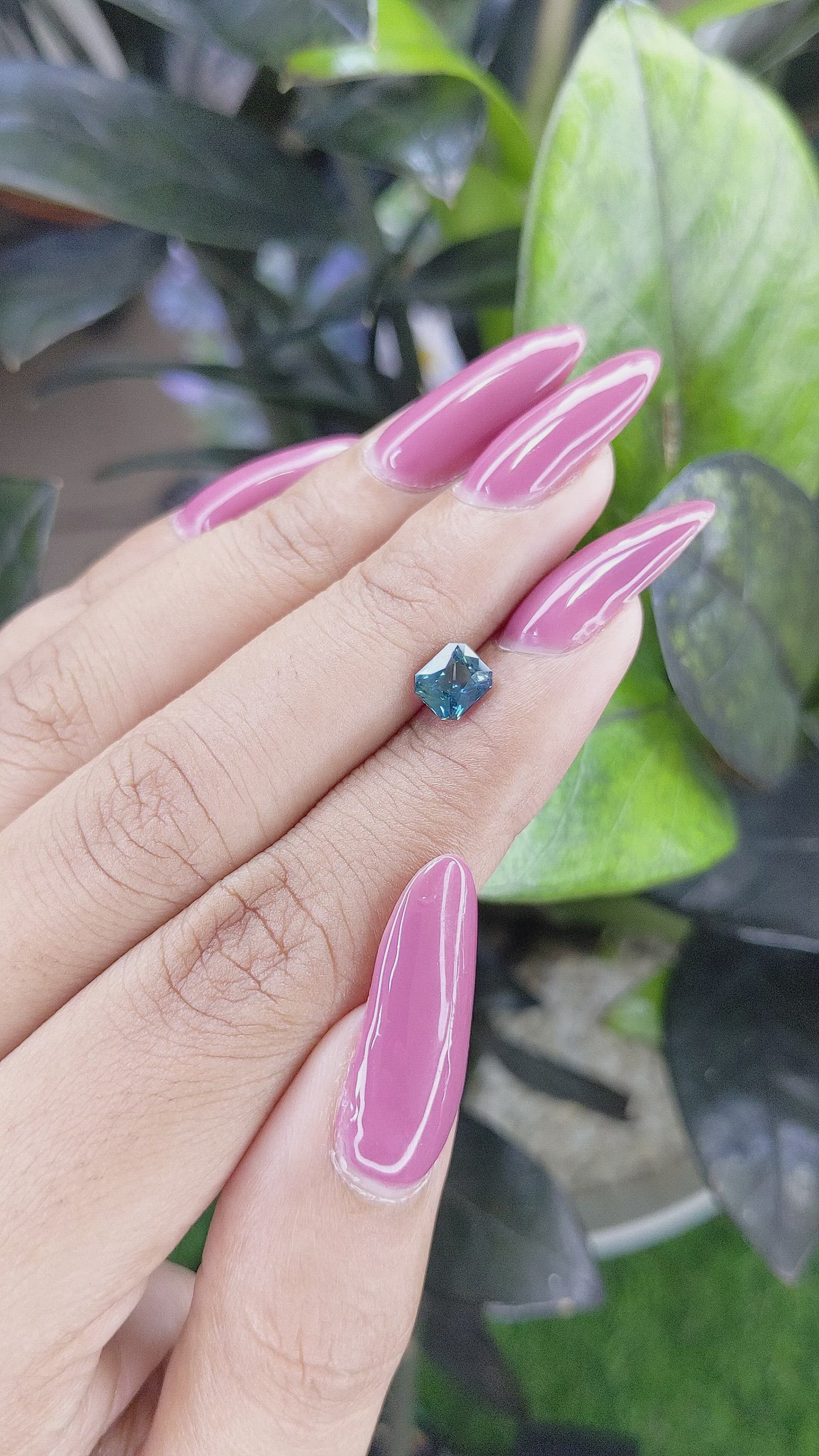 1.06 Ct. Greenish Blue Sapphire from Madagascar Size Video