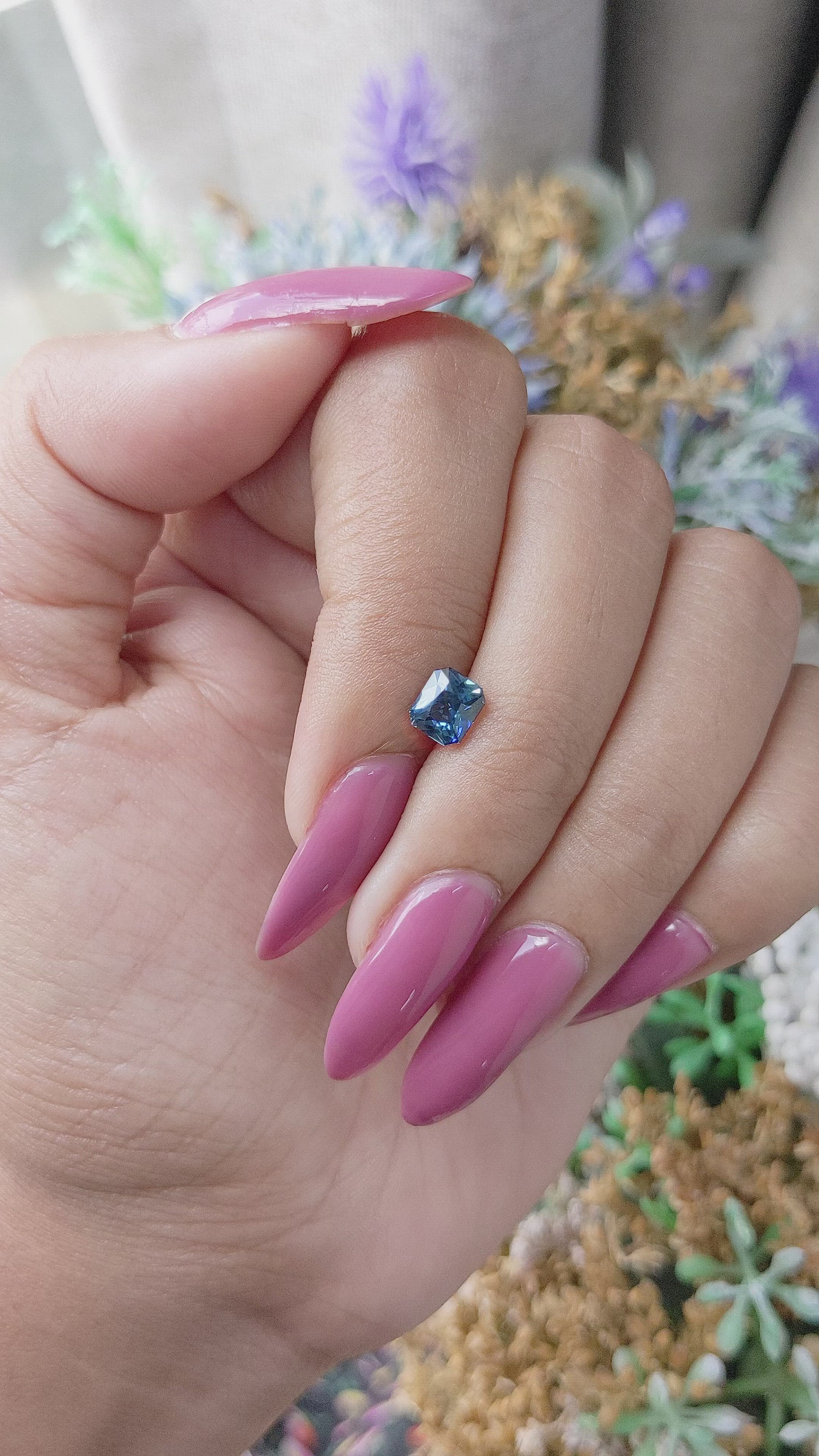 1.06 Ct. Greenish Blue Sapphire from Madagascar Size Video