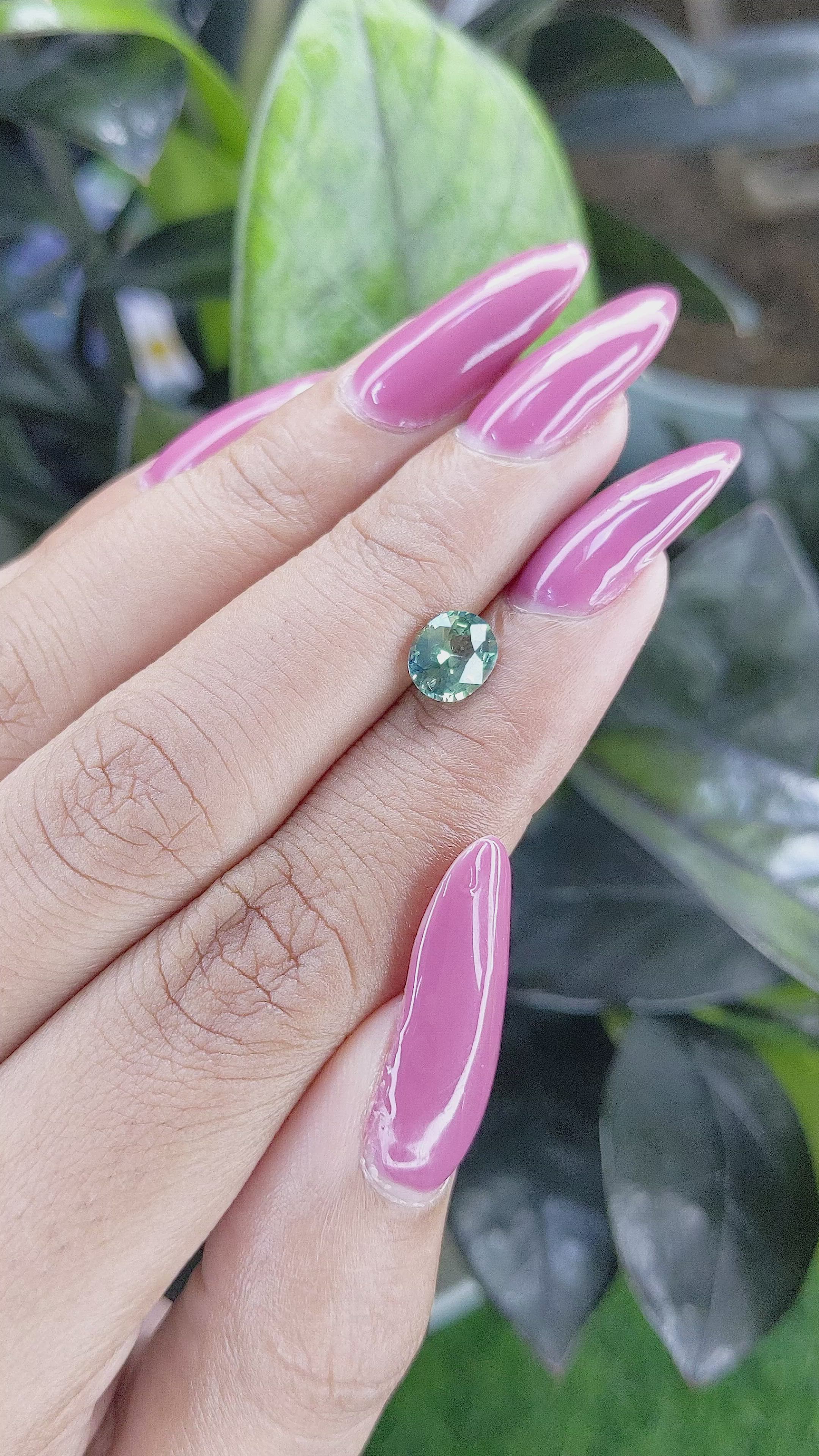 1.13 Ct. Bluish Green Sapphire from Madagascar Size Video