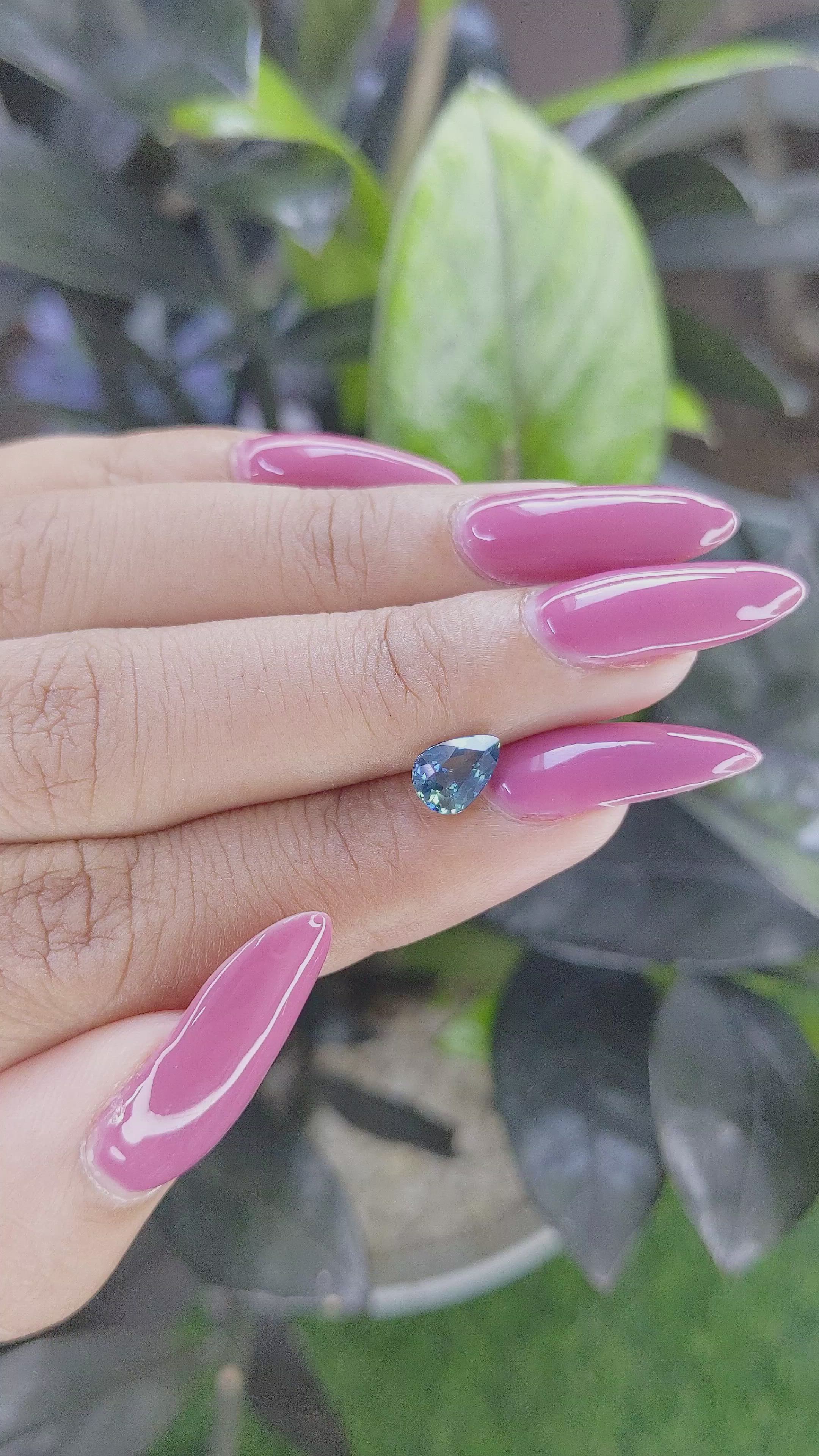 1.03 Ct. Greenish Blue Sapphire from Madagascar Size Video