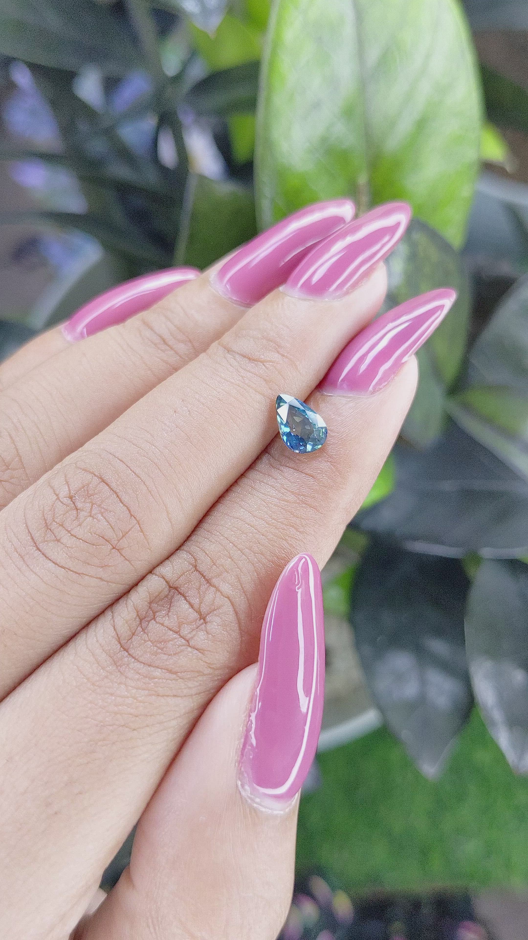 1.03 Ct. Greenish Blue Sapphire from Madagascar Size Video