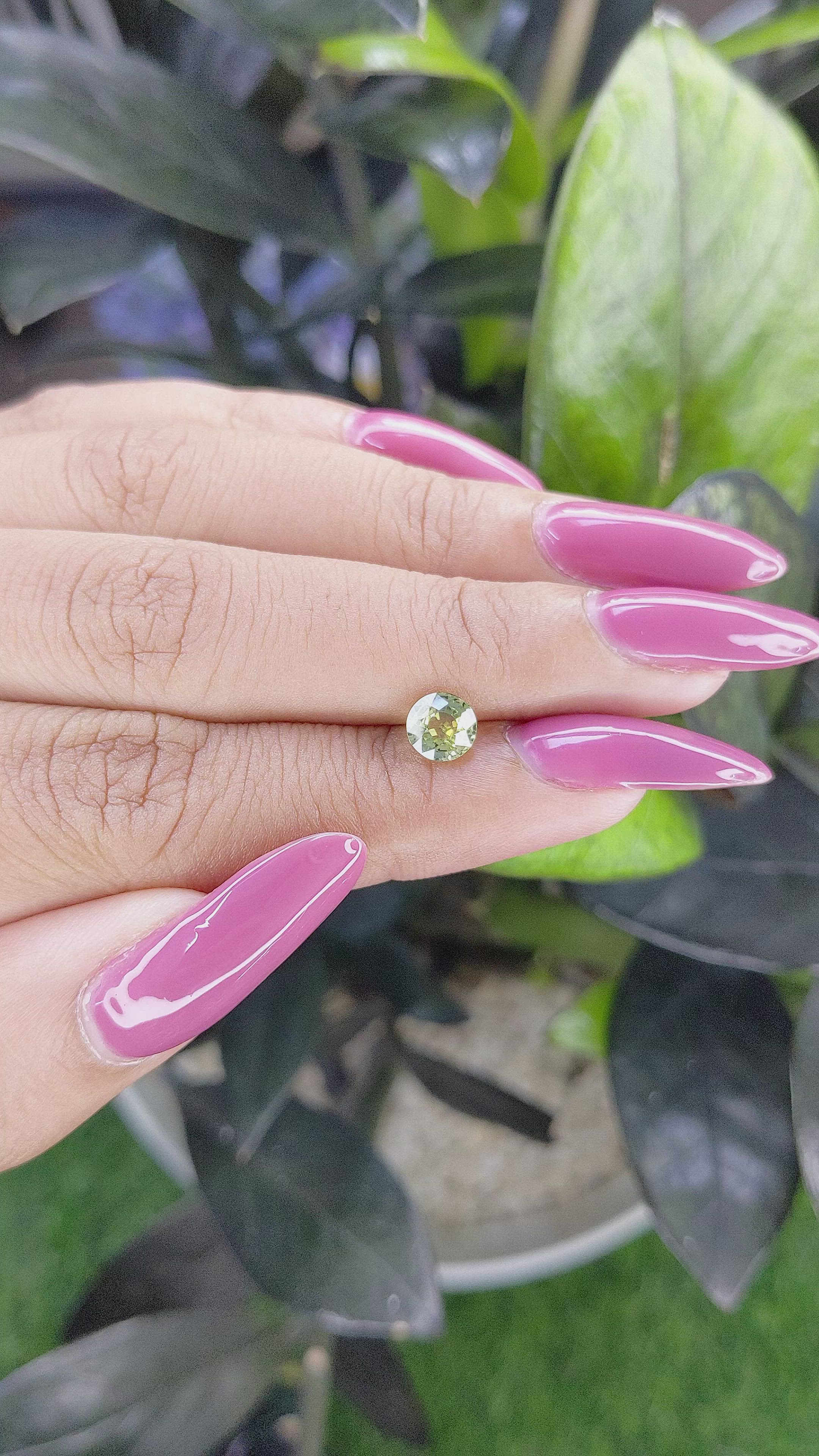 1.00 Ct. Yellowish Green Sapphire from Madagascar Size Video