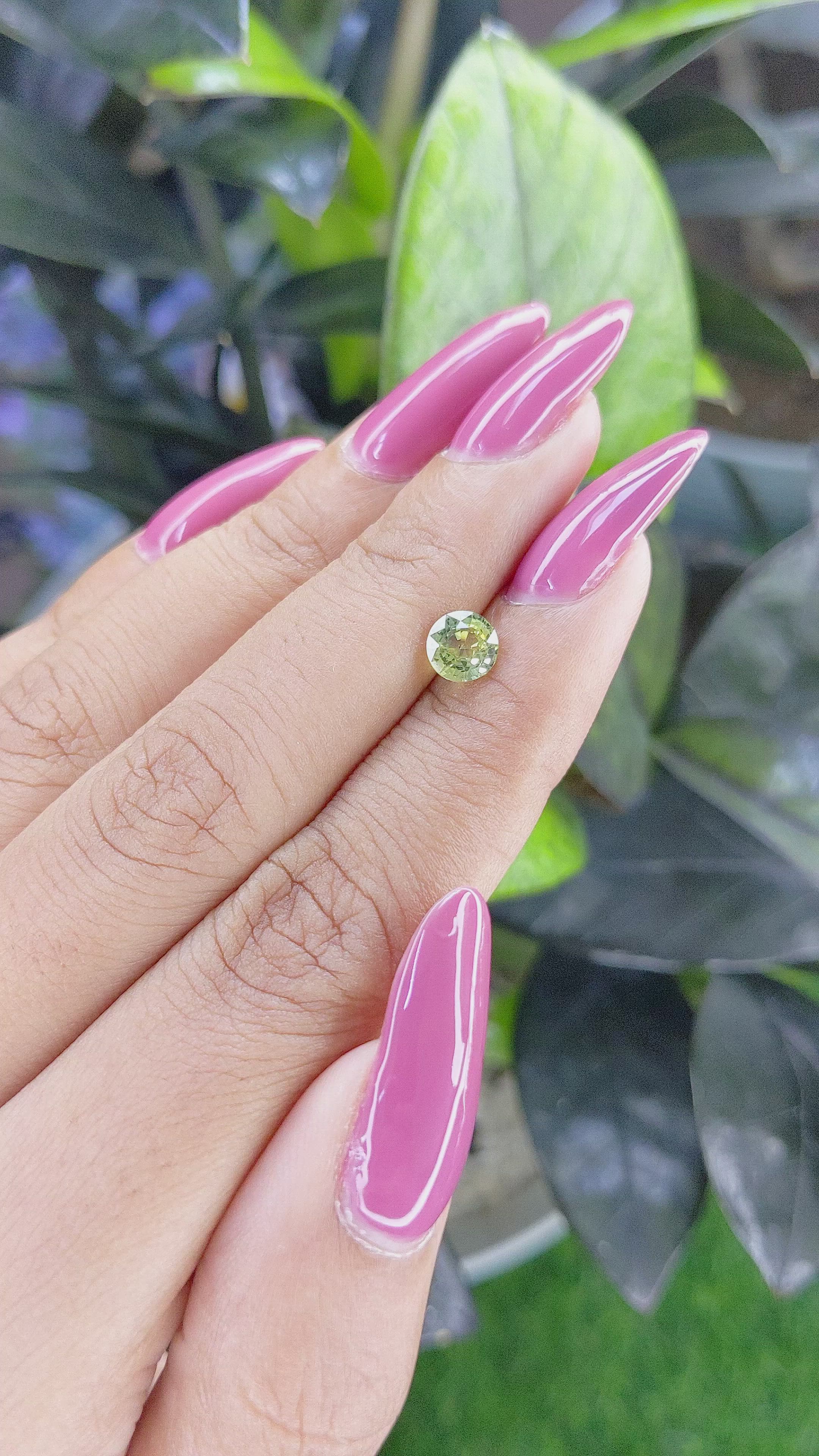 1.00 Ct. Yellowish Green Sapphire from Madagascar Size Video