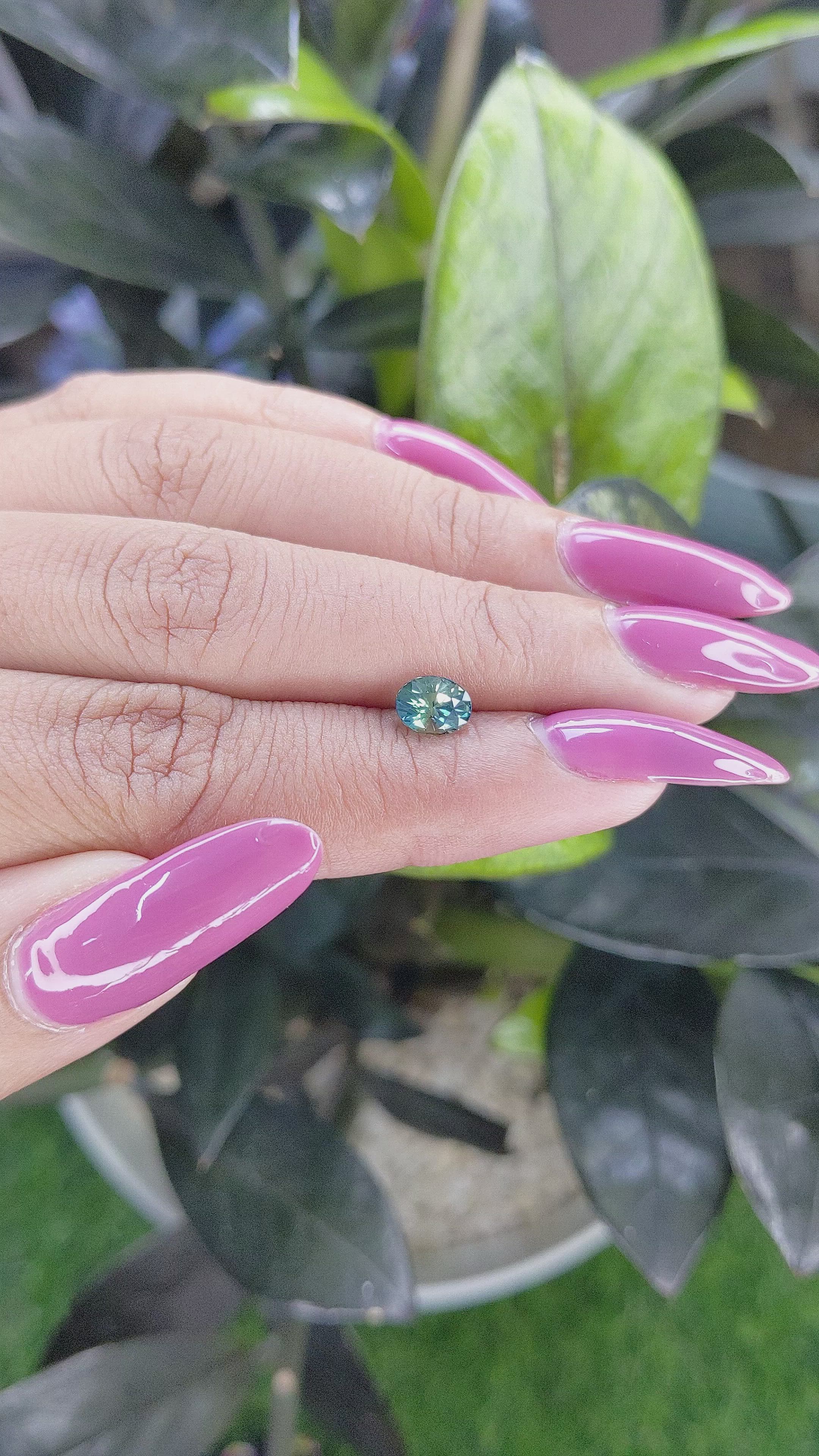 0.99 Ct. Bluish Green Sapphire from Madagascar Size Video