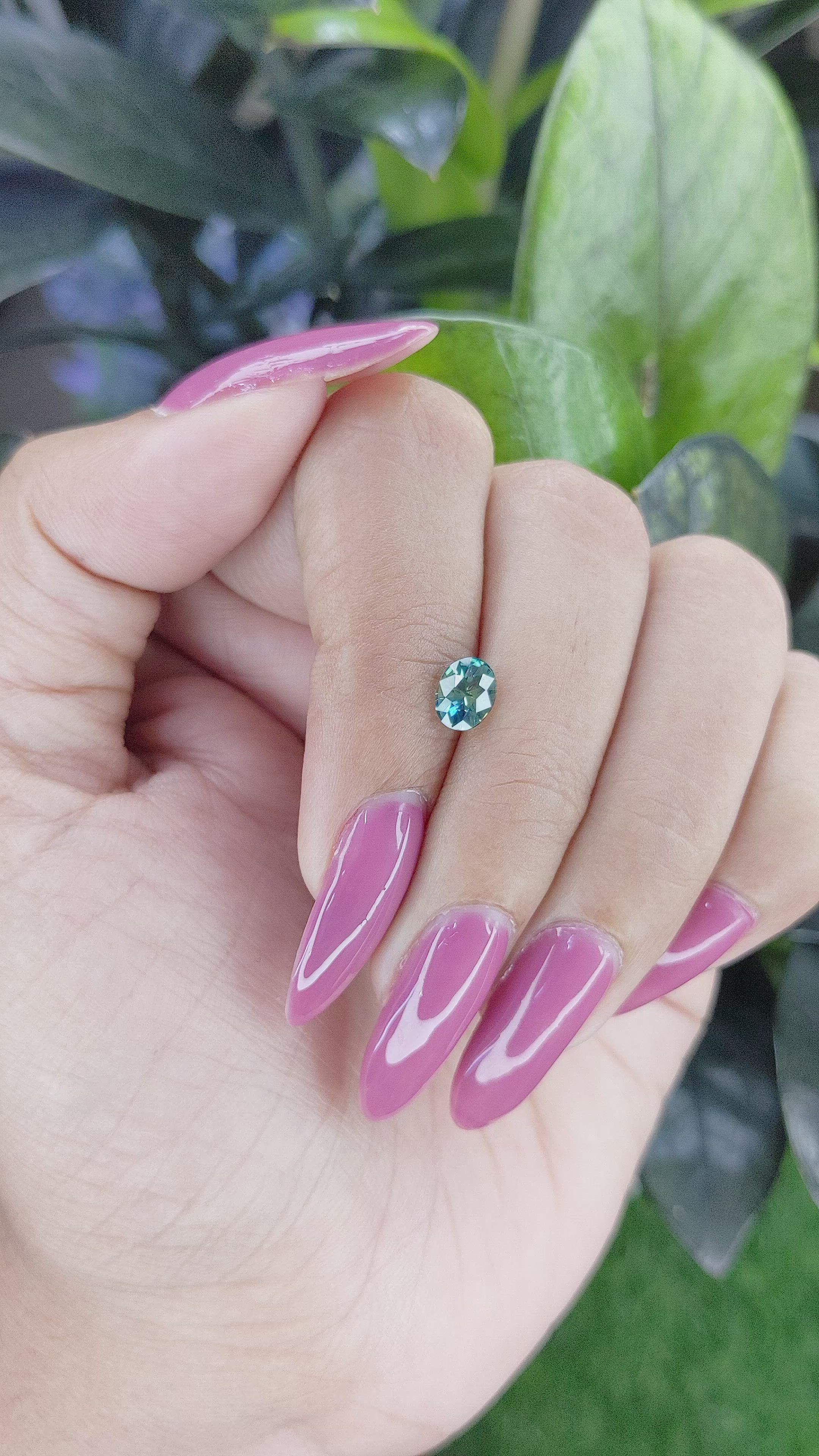 0.99 Ct. Bluish Green Sapphire from Madagascar Size Video