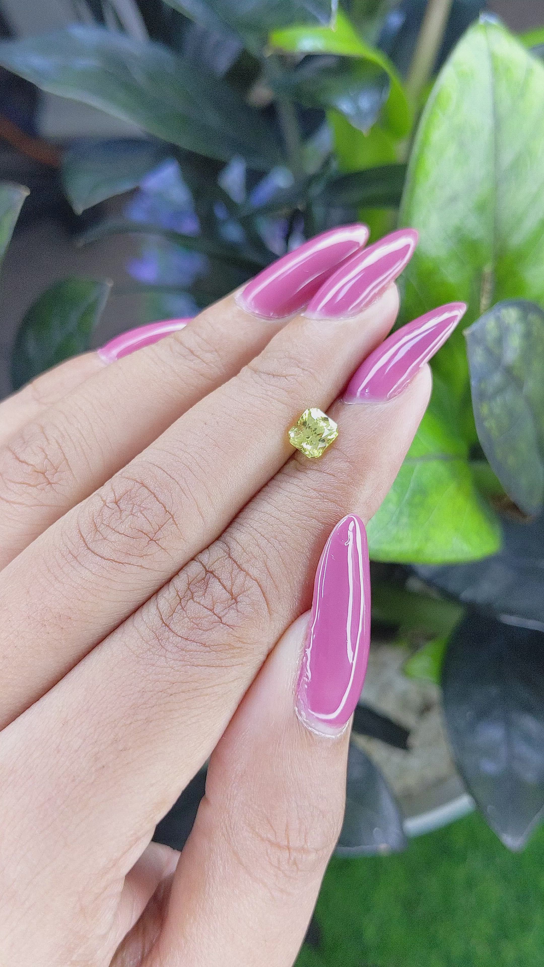 1.11 Ct. Greenish Yellow Sapphire from Madagascar Size Video