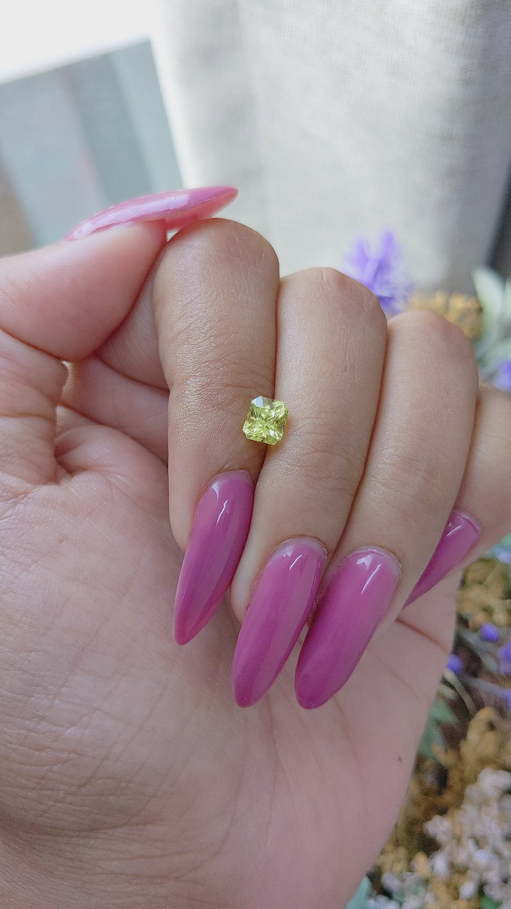 1.11 Ct. Greenish Yellow Sapphire from Madagascar Size Video