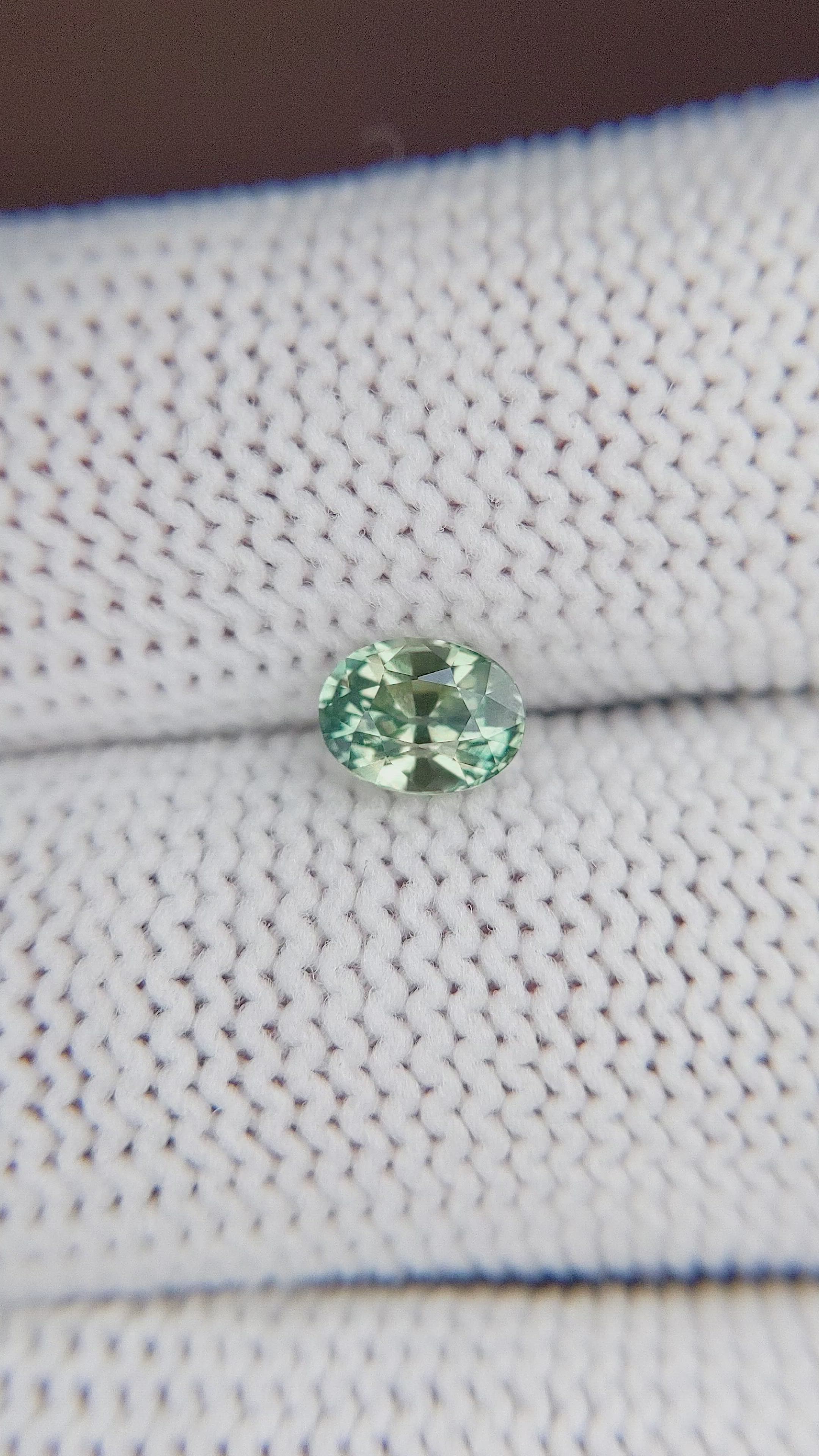 0.89 Ct. Bluish Green Sapphire from Madagascar Size Video