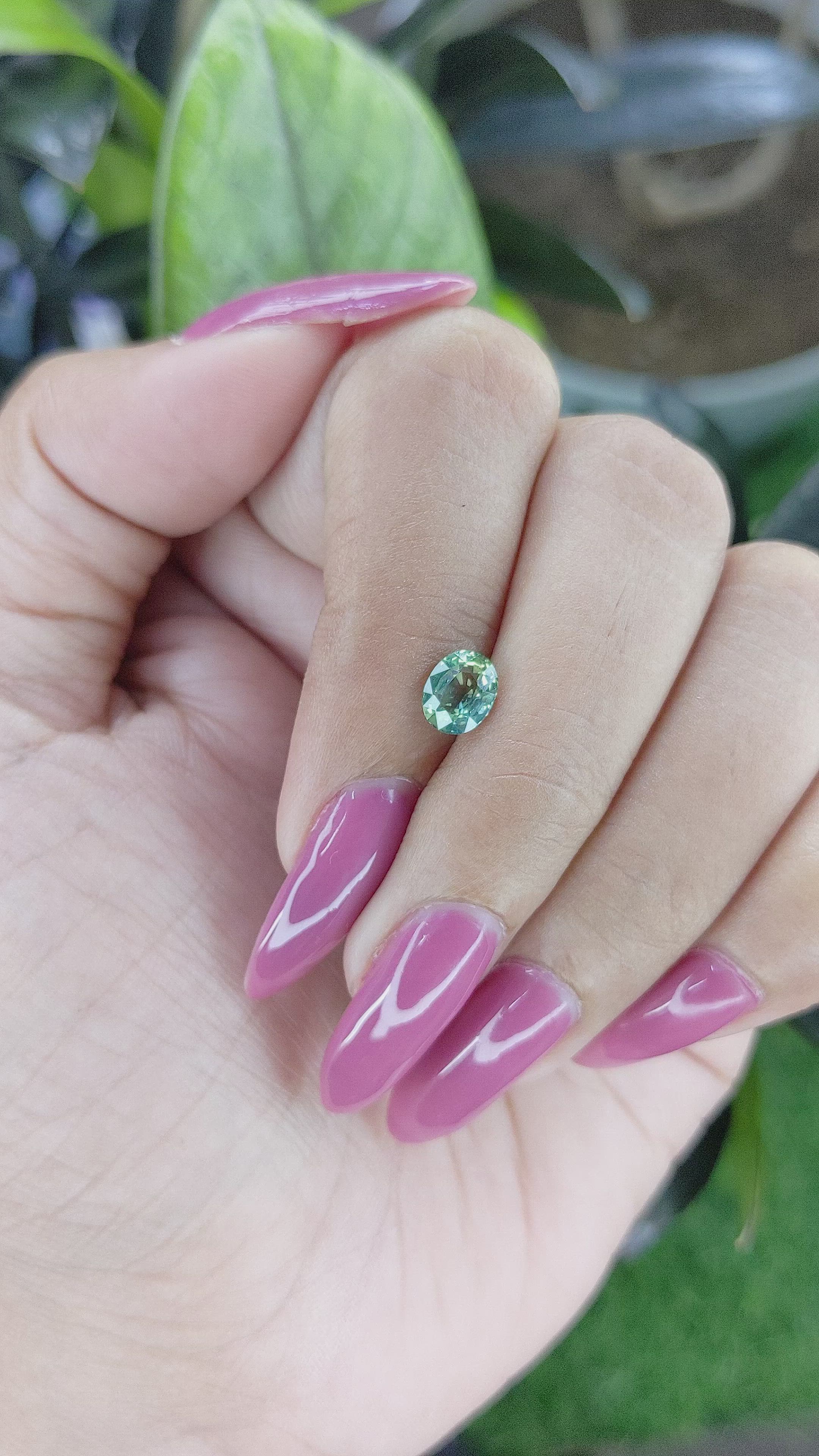 0.99 Ct. Bluish Green Sapphire from Madagascar Size Video