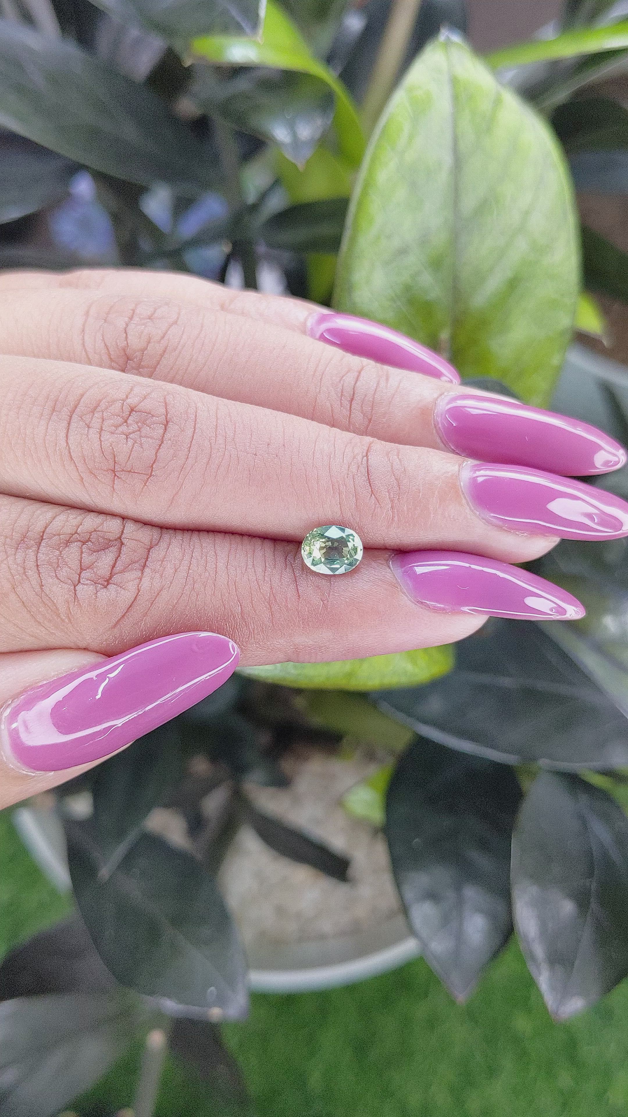 0.99 Ct. Bluish Green Sapphire from Madagascar Size Video