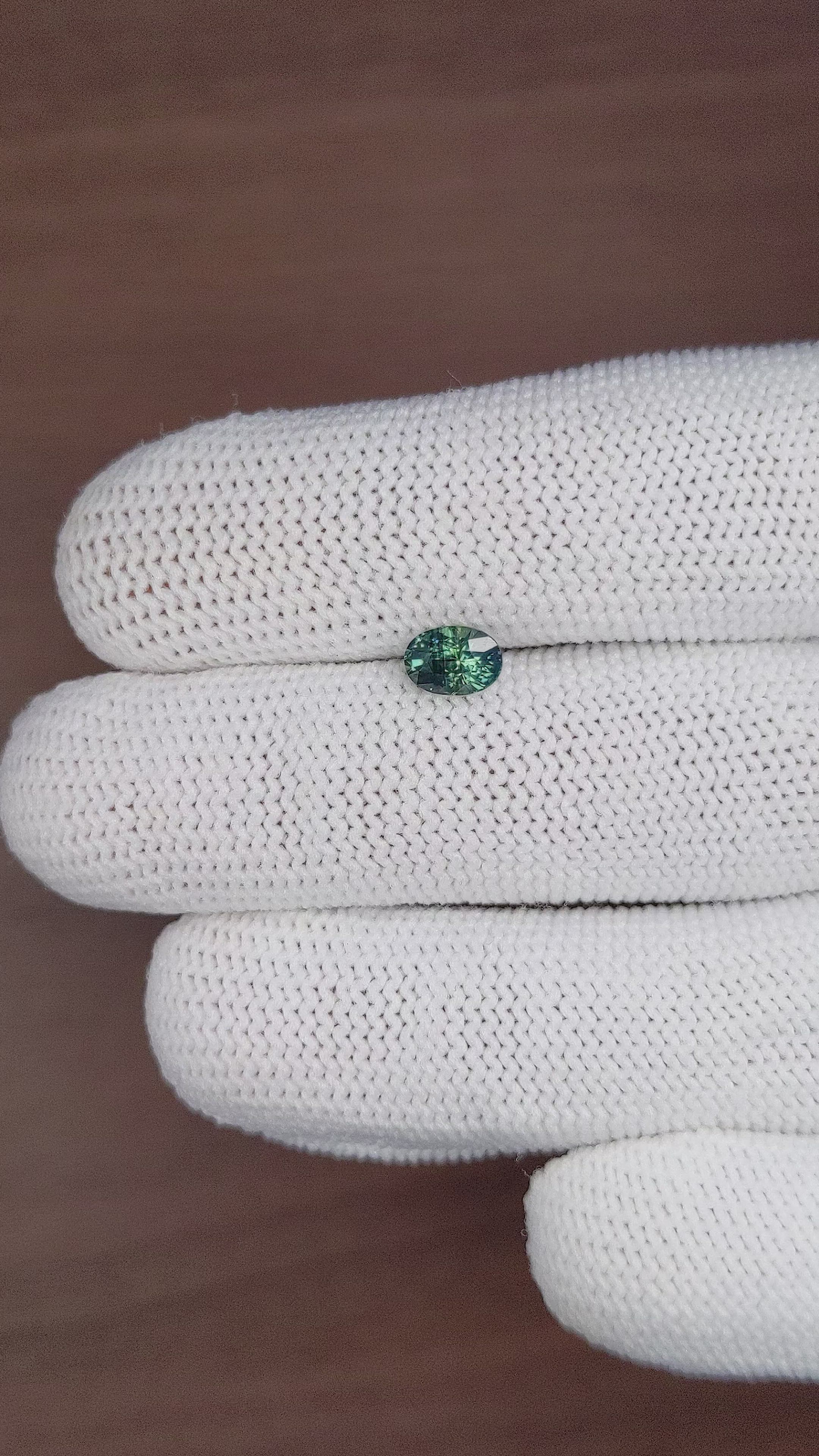 1.00 Ct. Bluish Green Sapphire from Madagascar Size Video
