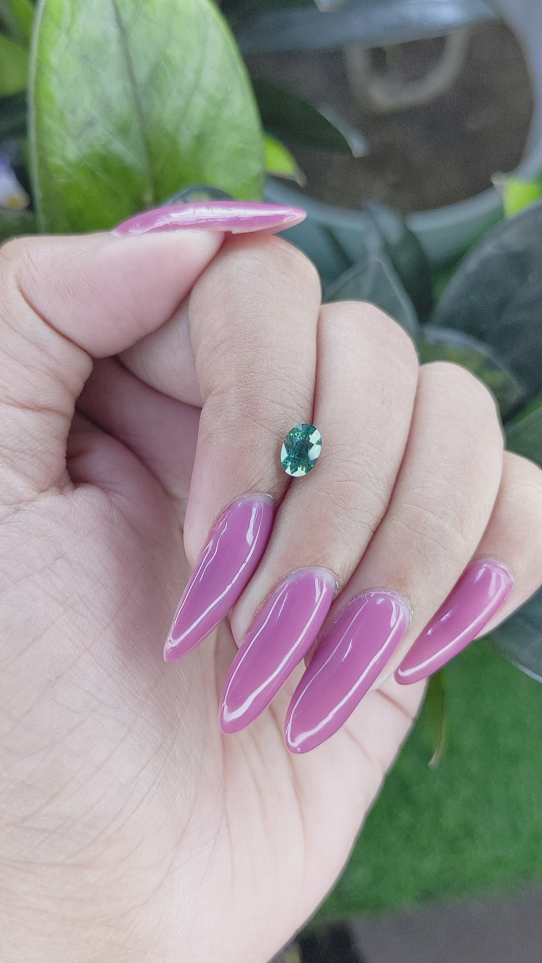 1.00 Ct. Bluish Green Sapphire from Madagascar Size Video