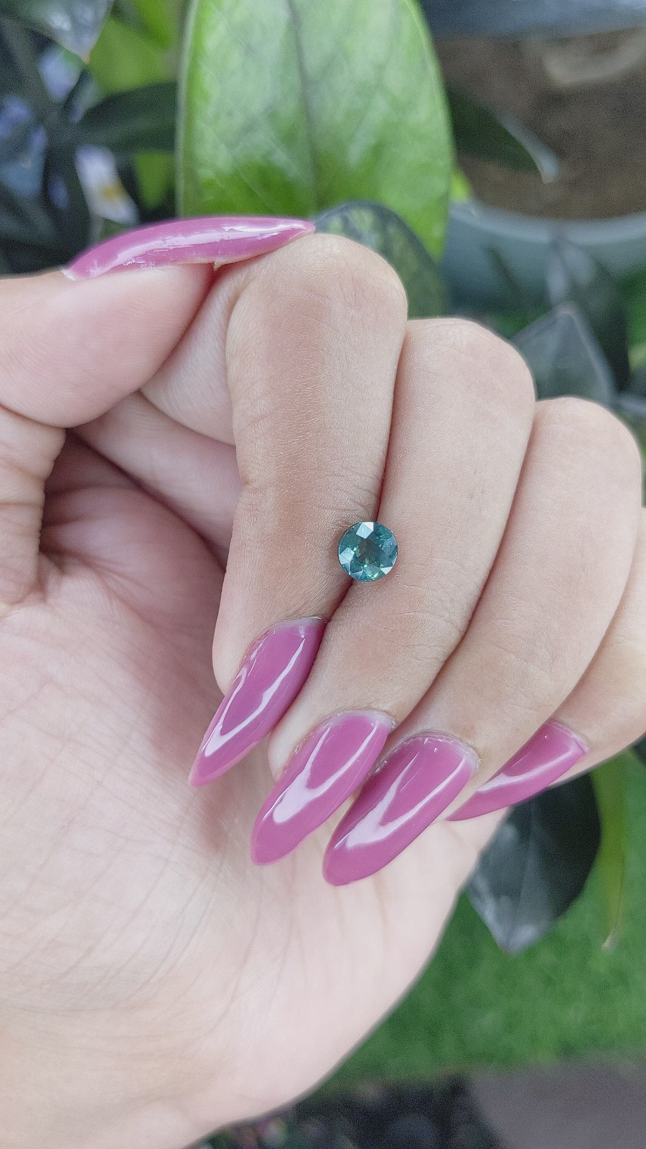 1.01 Ct. Bluish Green Sapphire from Madagascar Size Video