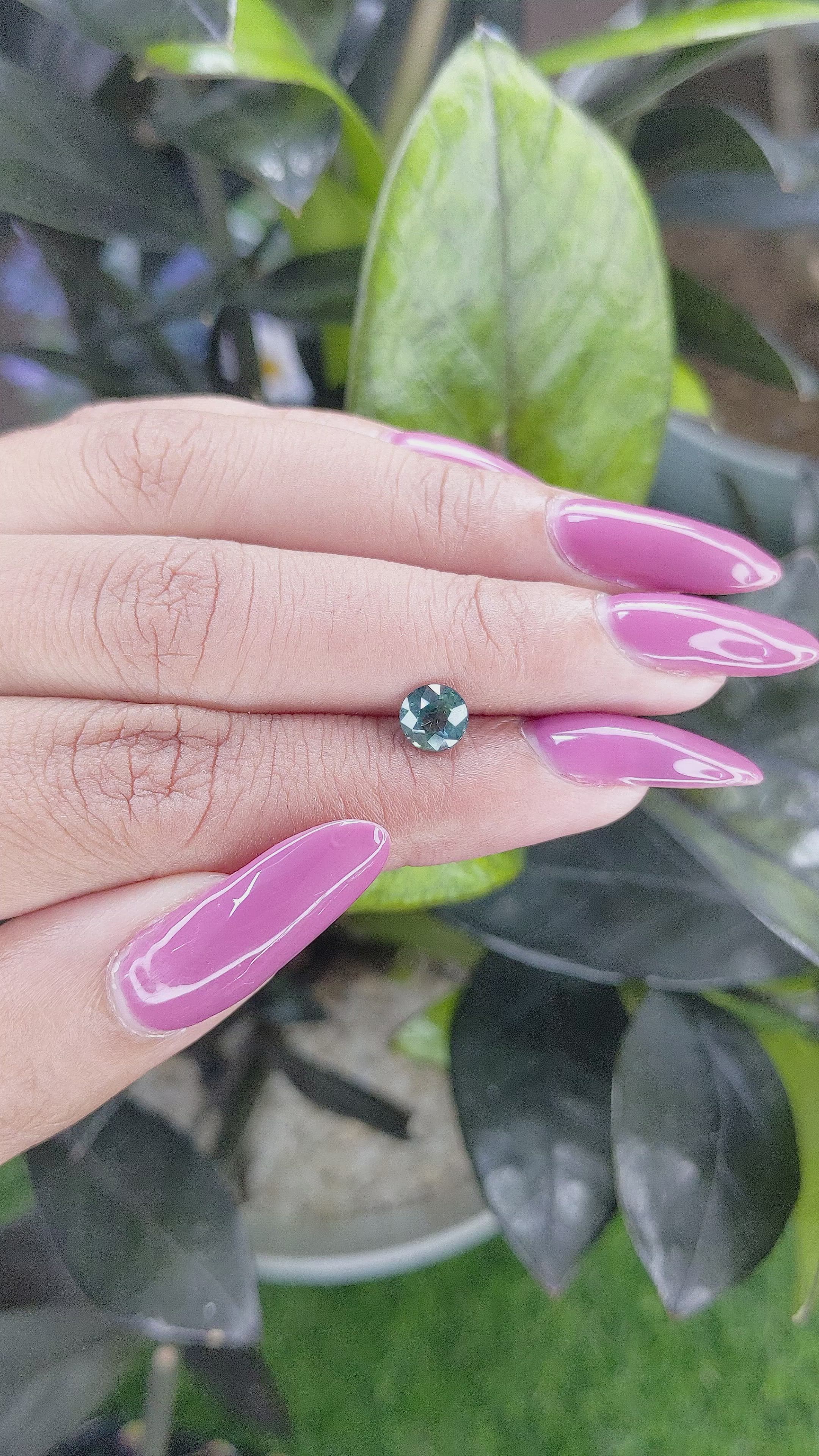 1.01 Ct. Bluish Green Sapphire from Madagascar Size Video