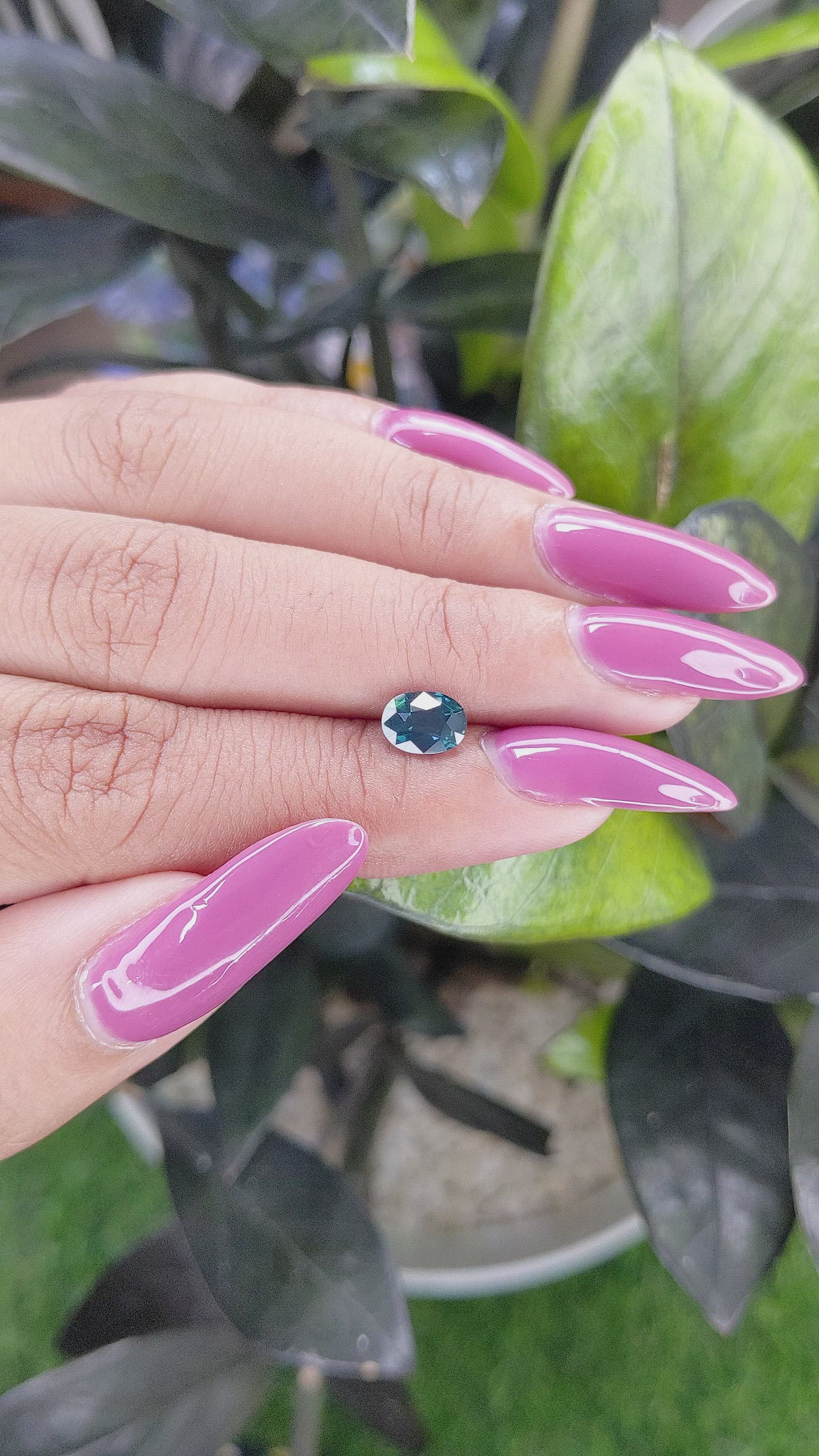 1.14 Ct. Greenish Blue Sapphire from Madagascar Size Video