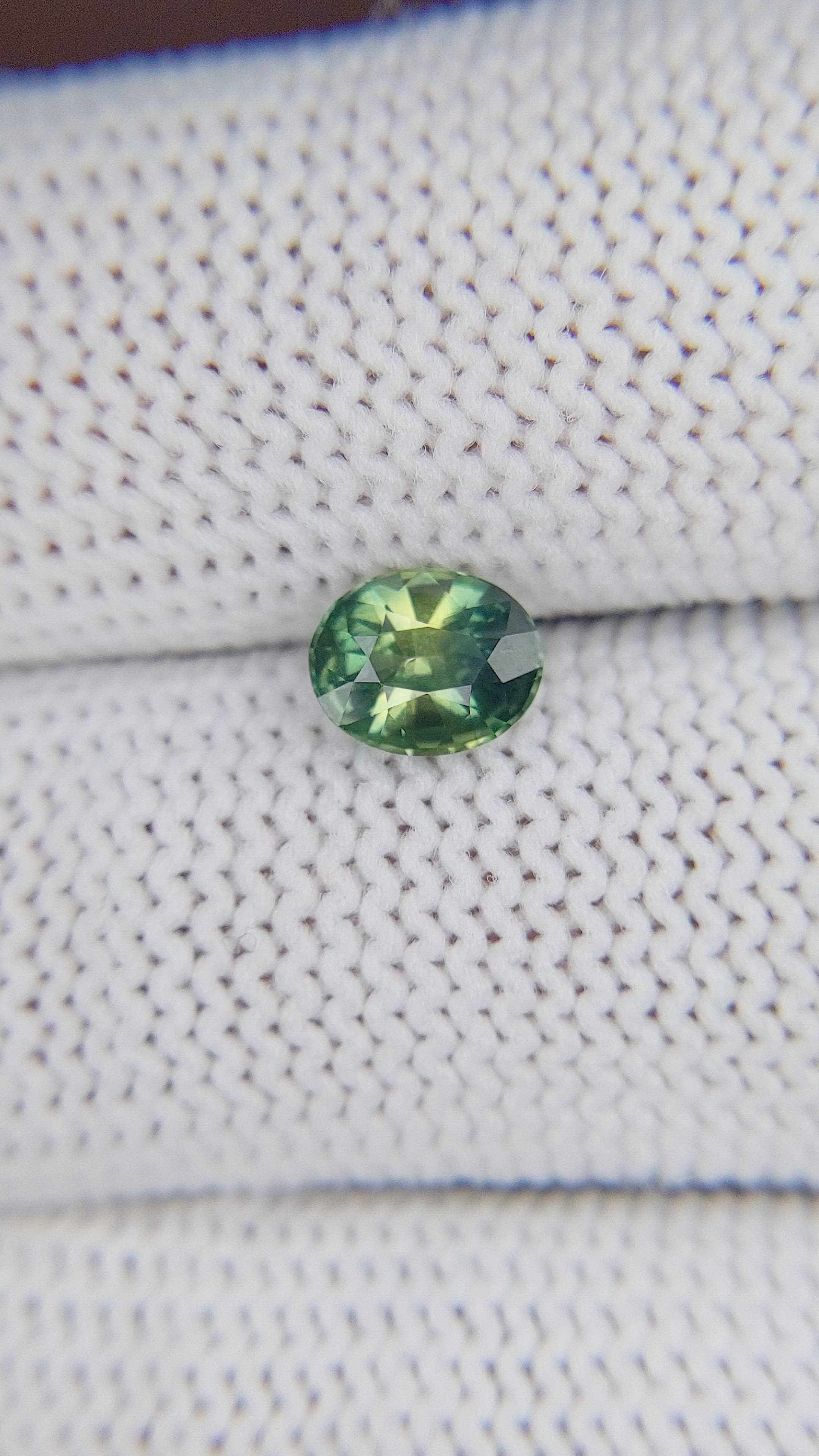 1.03 Ct. Yellowish Green Sapphire from Madagascar Size Video