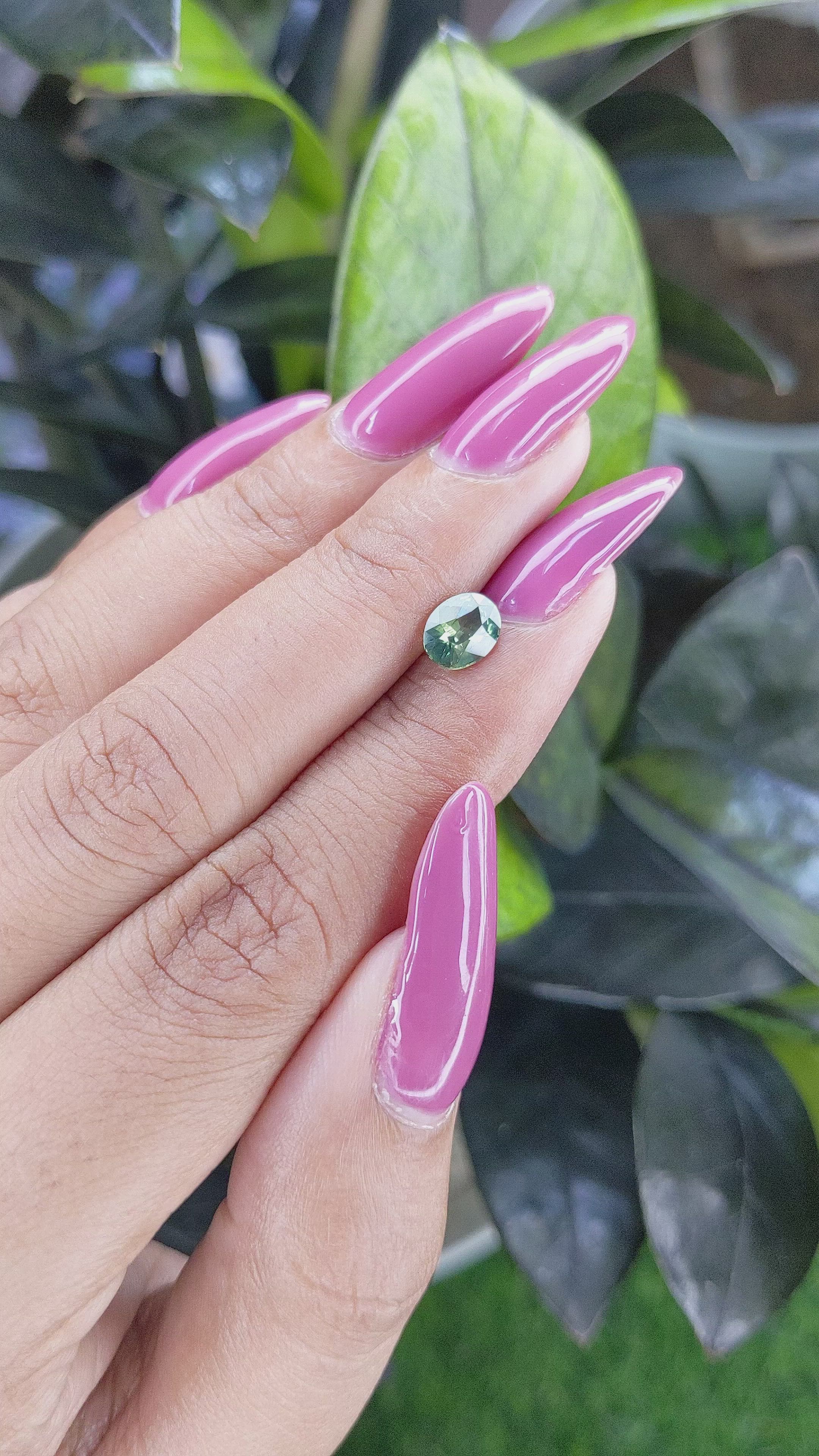 1.03 Ct. Yellowish Green Sapphire from Madagascar Size Video