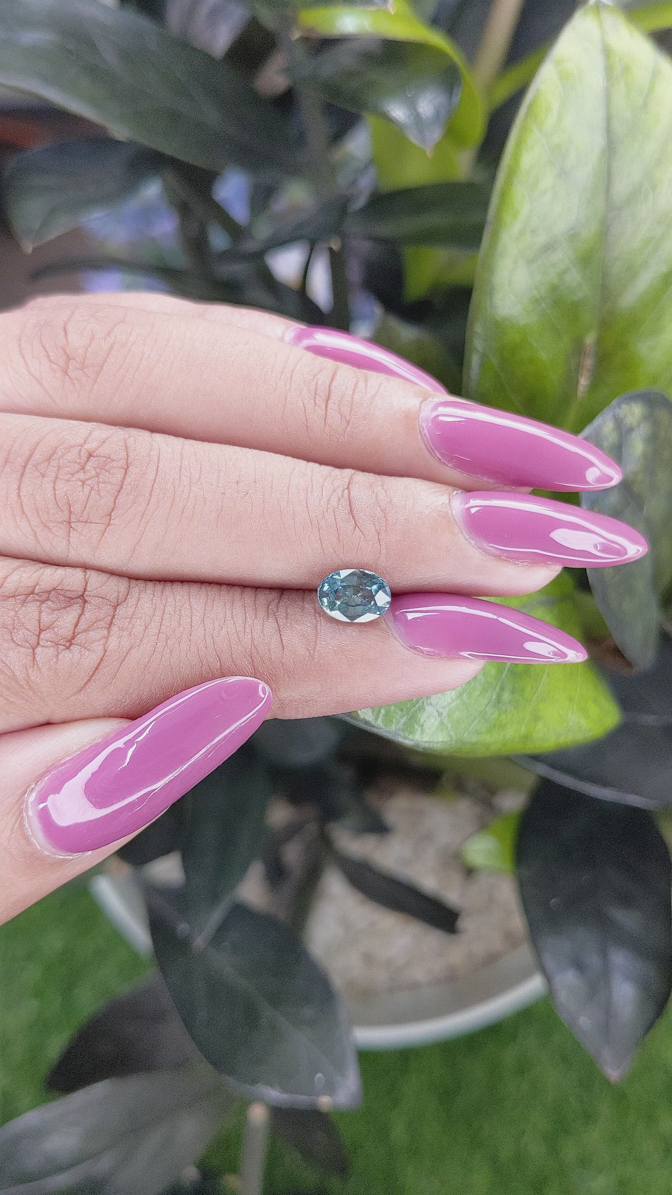 1.10 Ct. Greenish Blue Sapphire from Madagascar Size Video