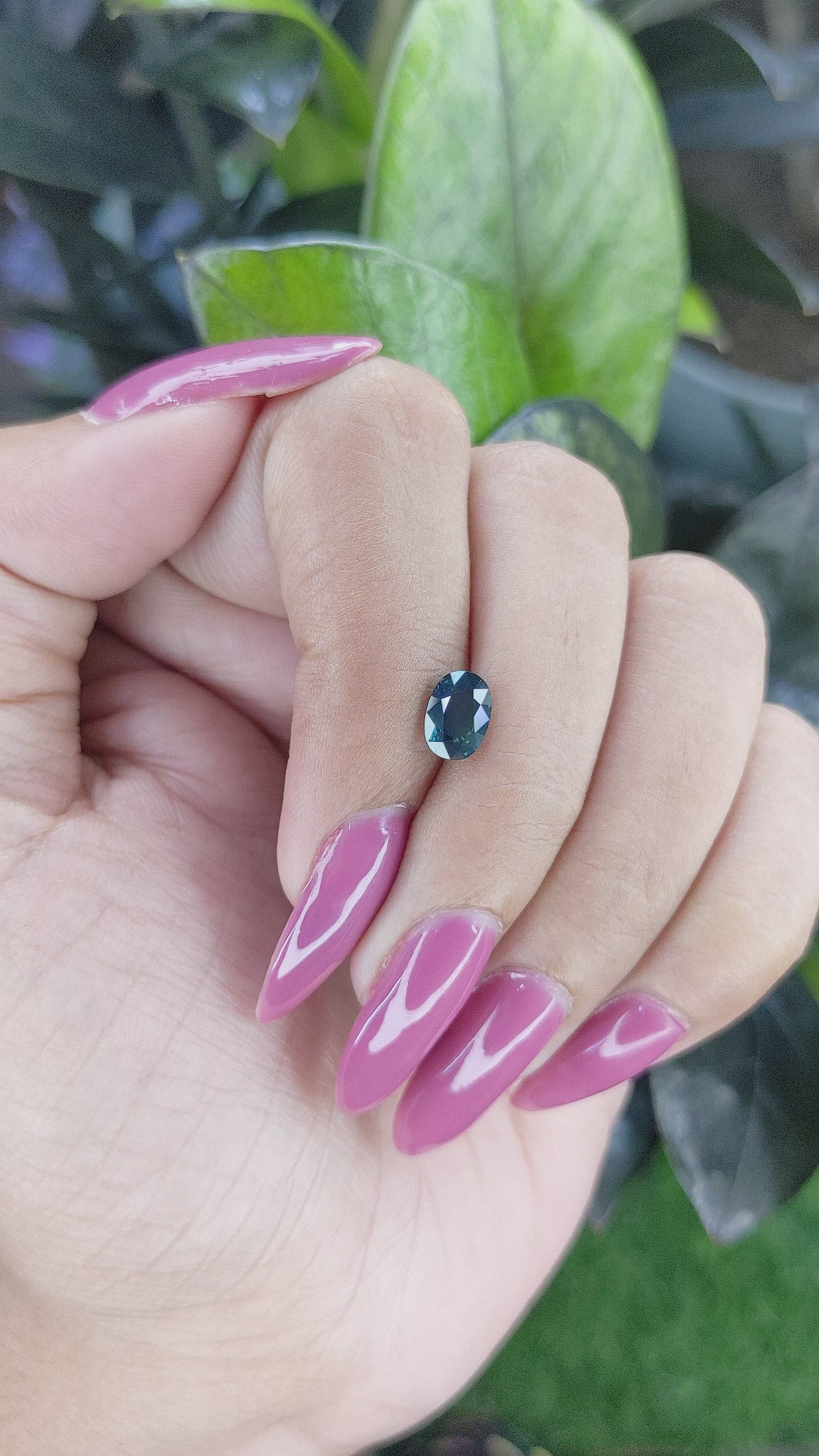 1.27 Ct. Bluish Green Sapphire from Madagascar Size Video