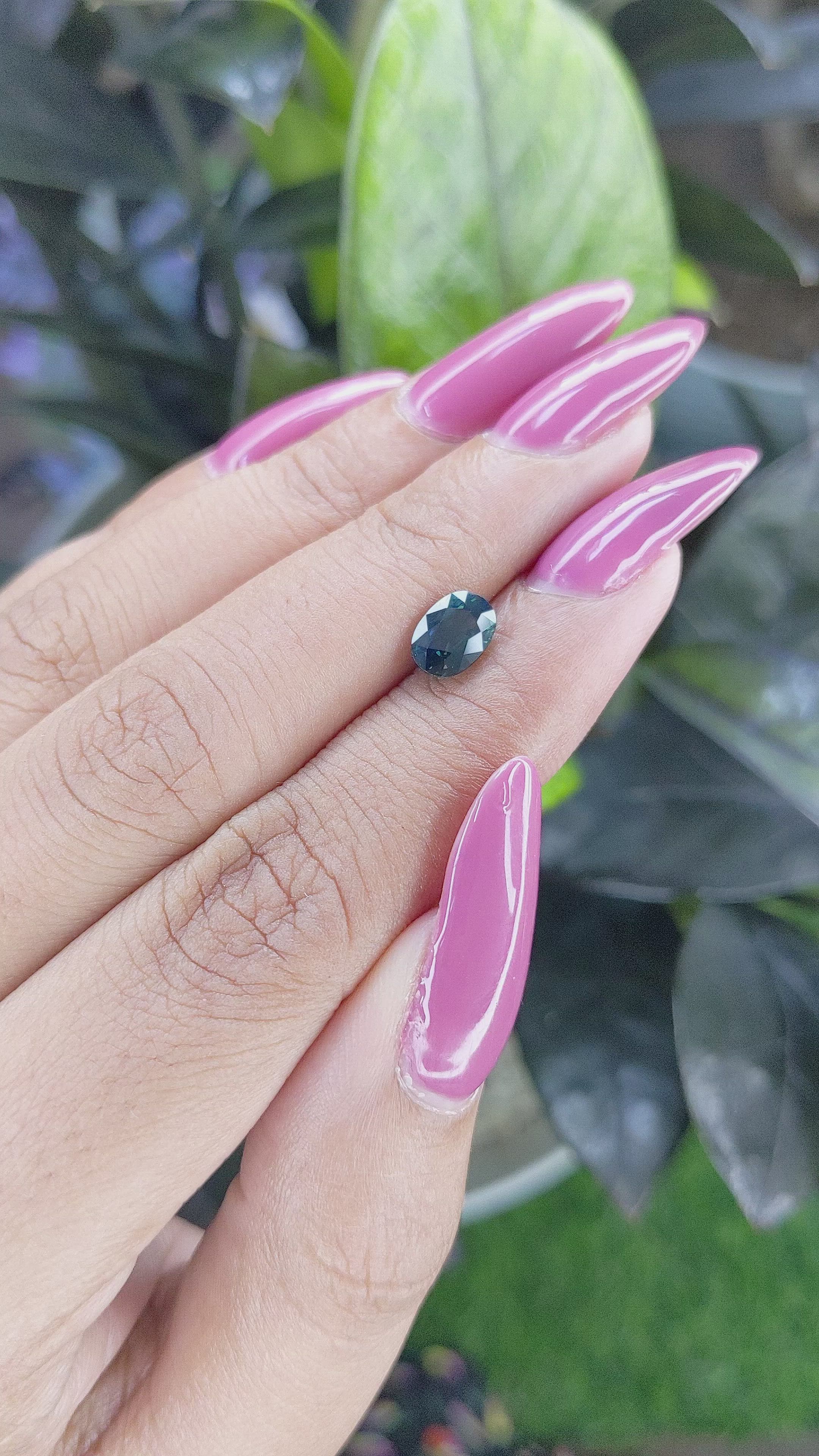 1.27 Ct. Bluish Green Sapphire from Madagascar Size Video