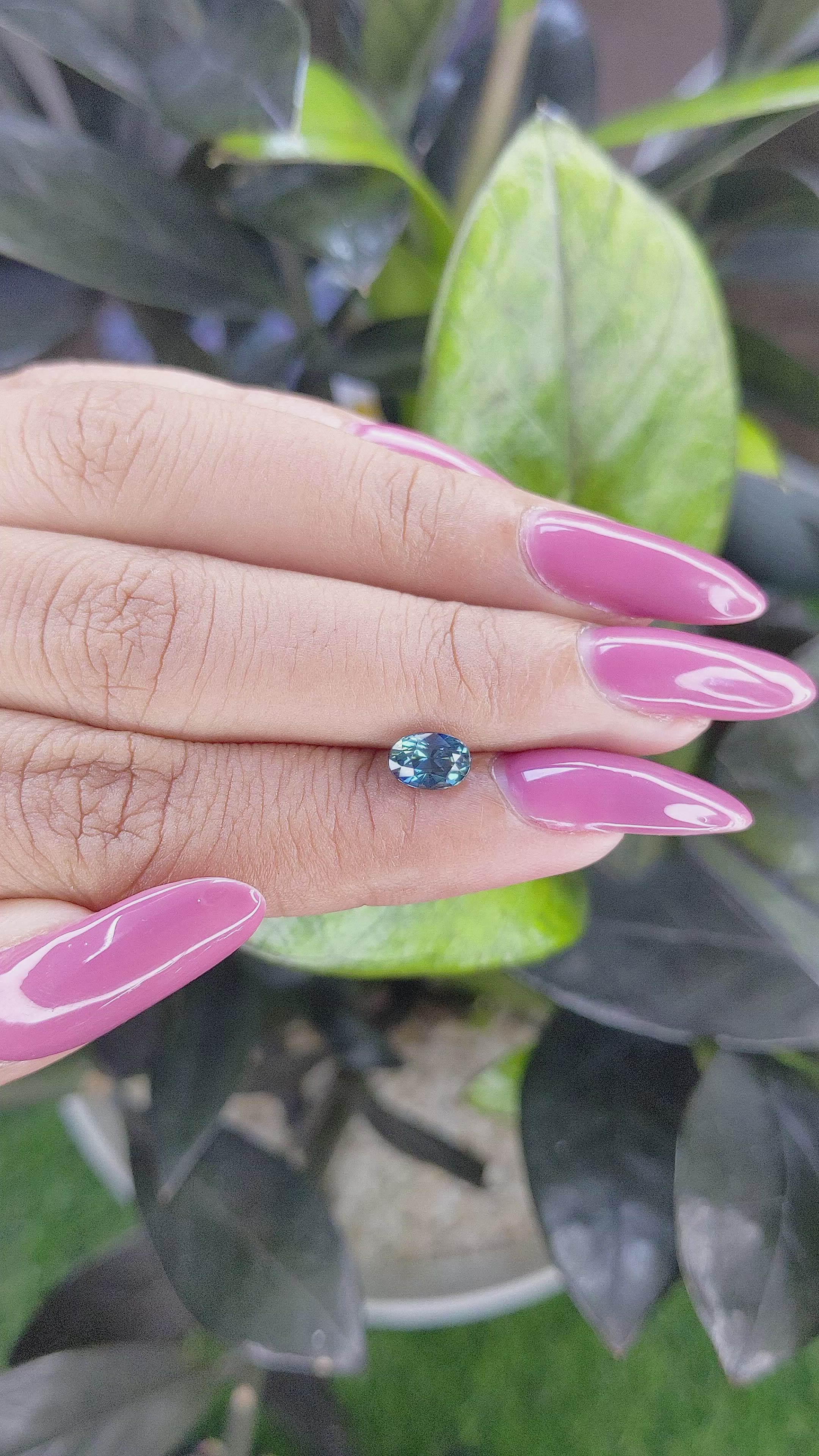 1.05 Ct. Greenish Blue Sapphire from Madagascar Size Video