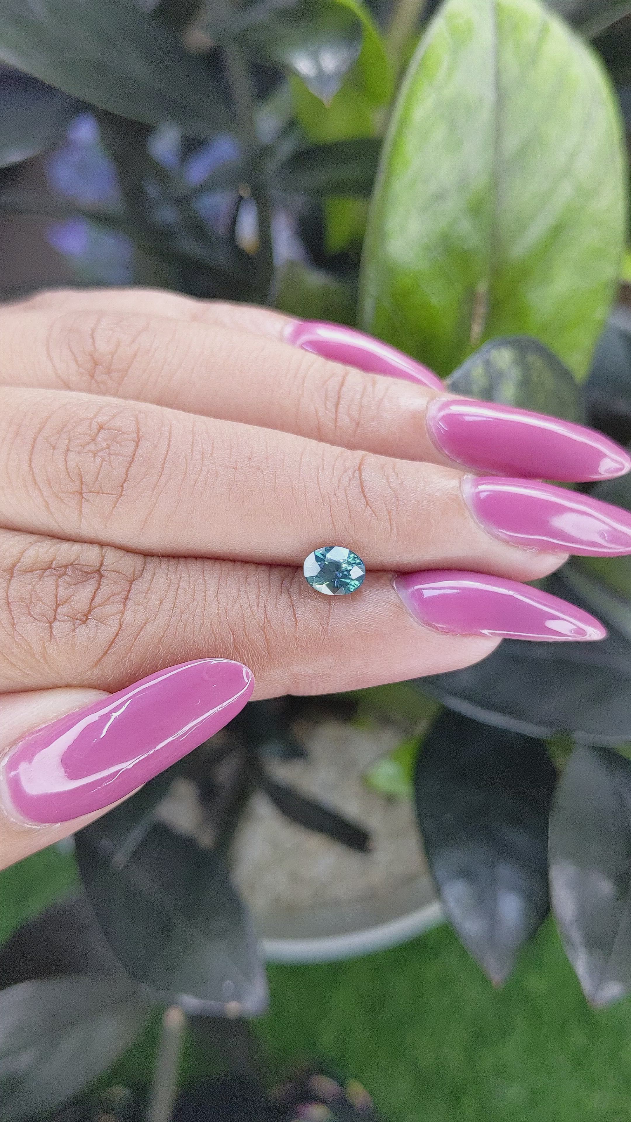 0.98 Ct. Bluish Green Sapphire from Madagascar Size Video