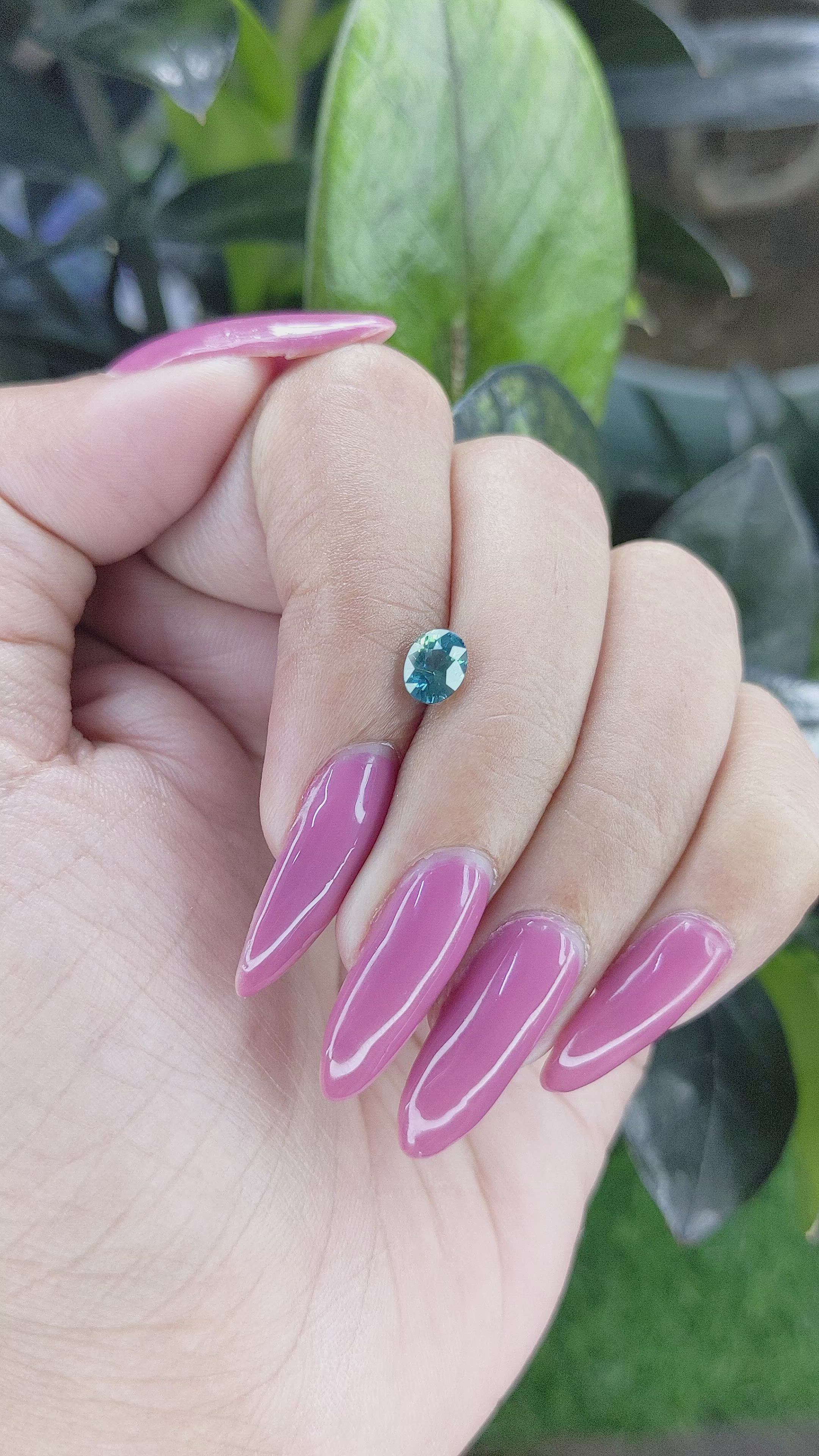 0.98 Ct. Bluish Green Sapphire from Madagascar Size Video