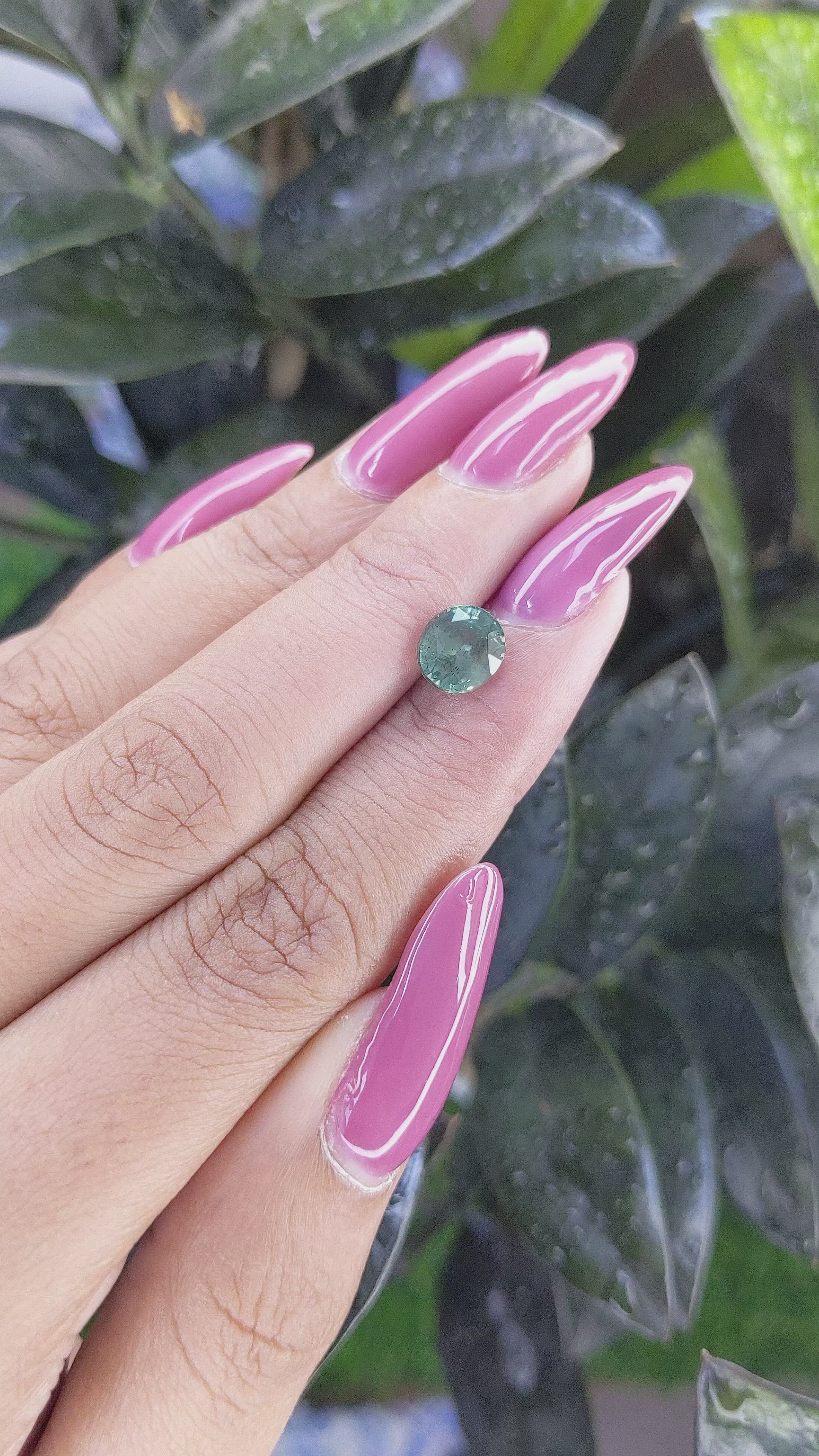 2.00 Ct. Bluish Green Sapphire from Tanzania Size Video