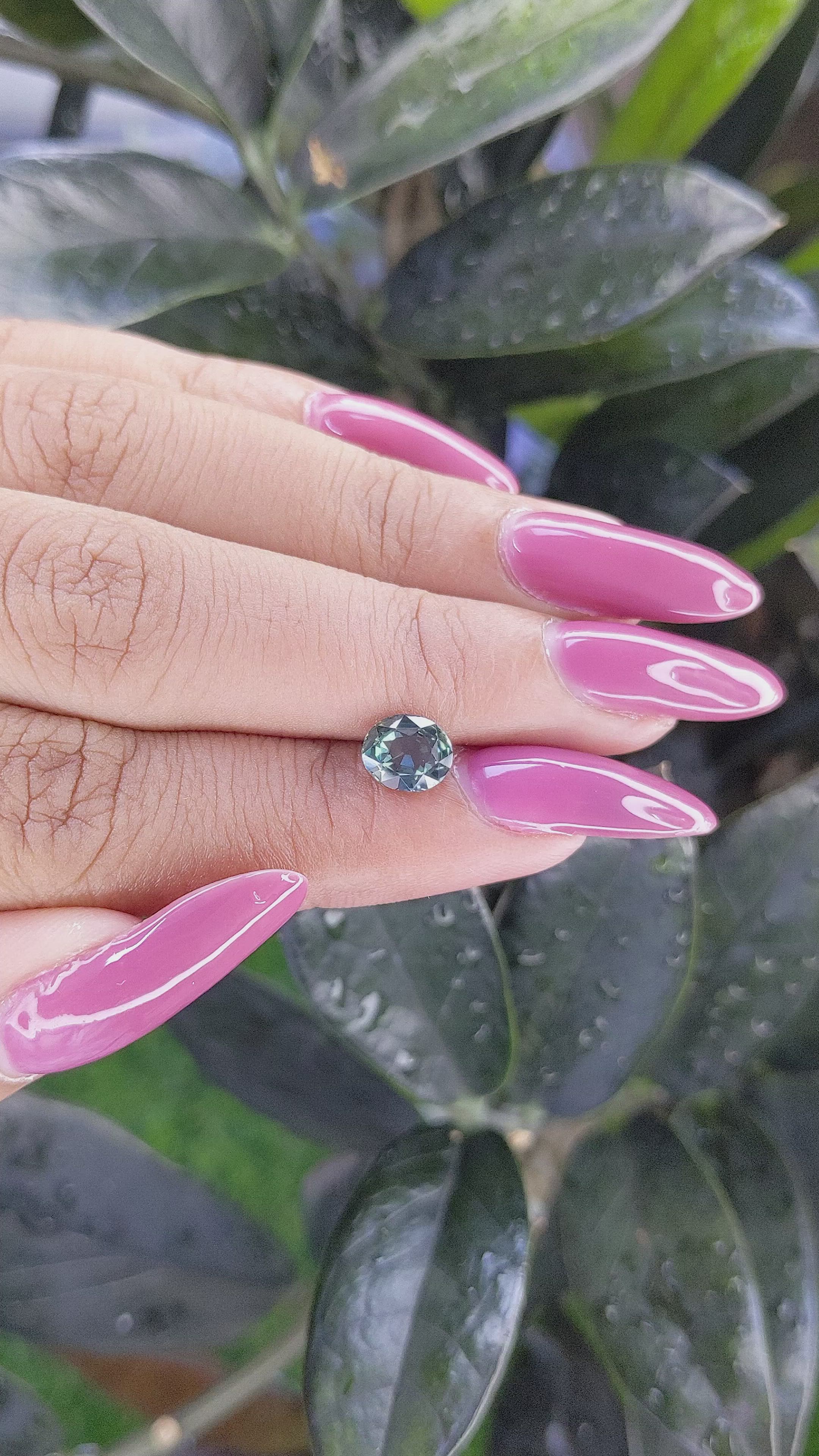 1.36 Ct. Bluish Green Sapphire from Tanzania Size Video