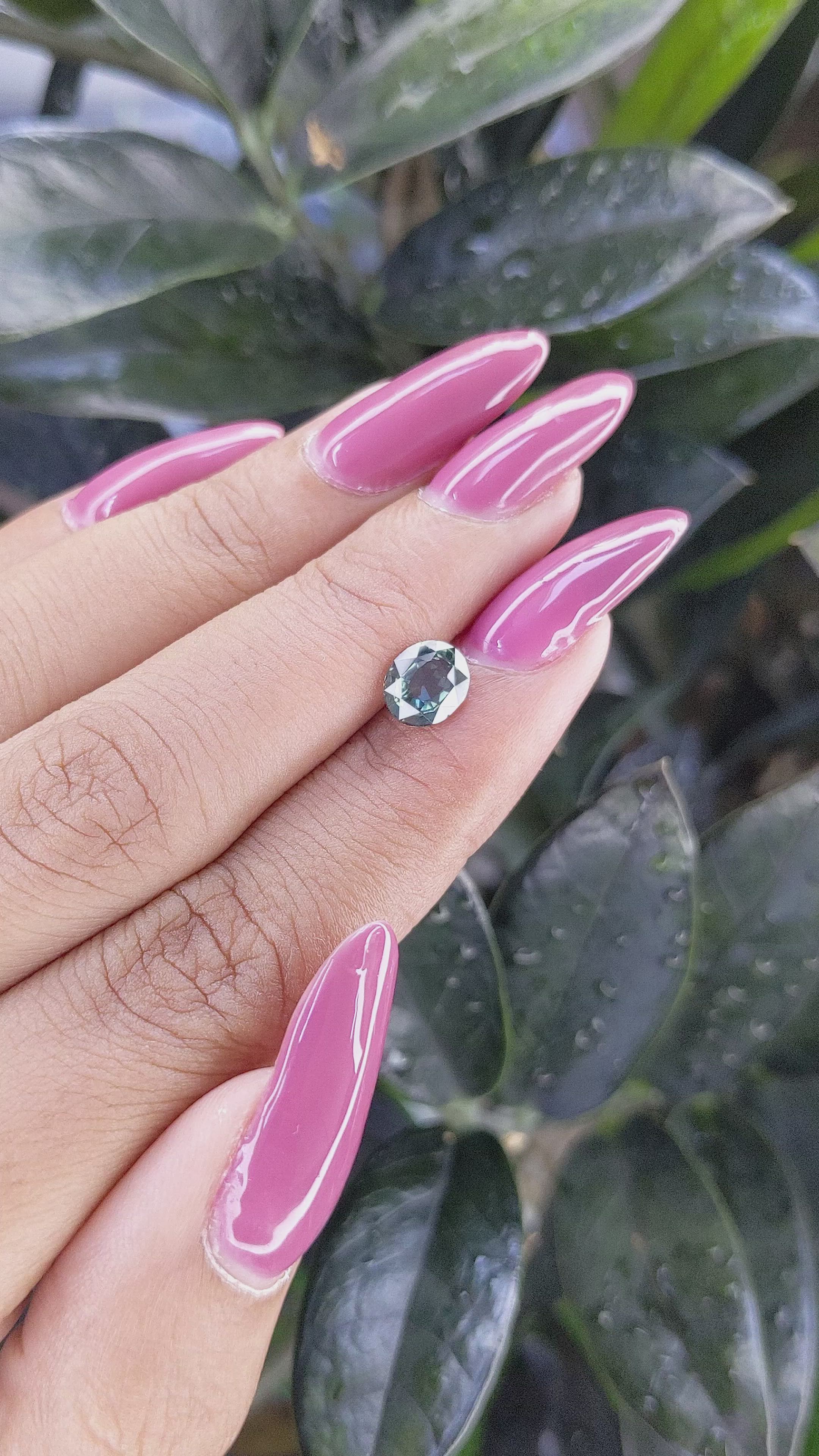 1.36 Ct. Bluish Green Sapphire from Tanzania Size Video