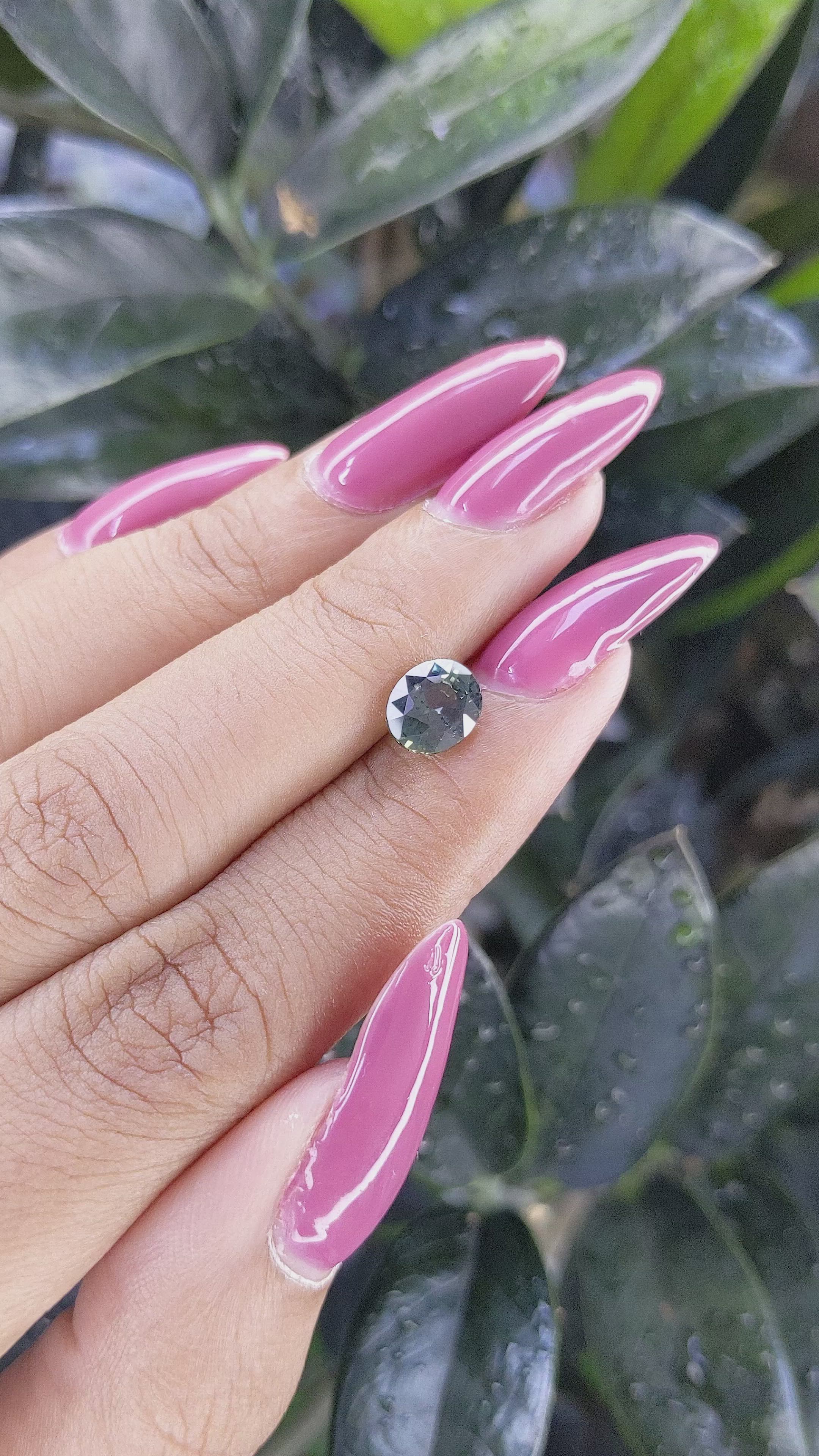 1.64 Ct. Bluish Green Sapphire from Tanzania Size Video