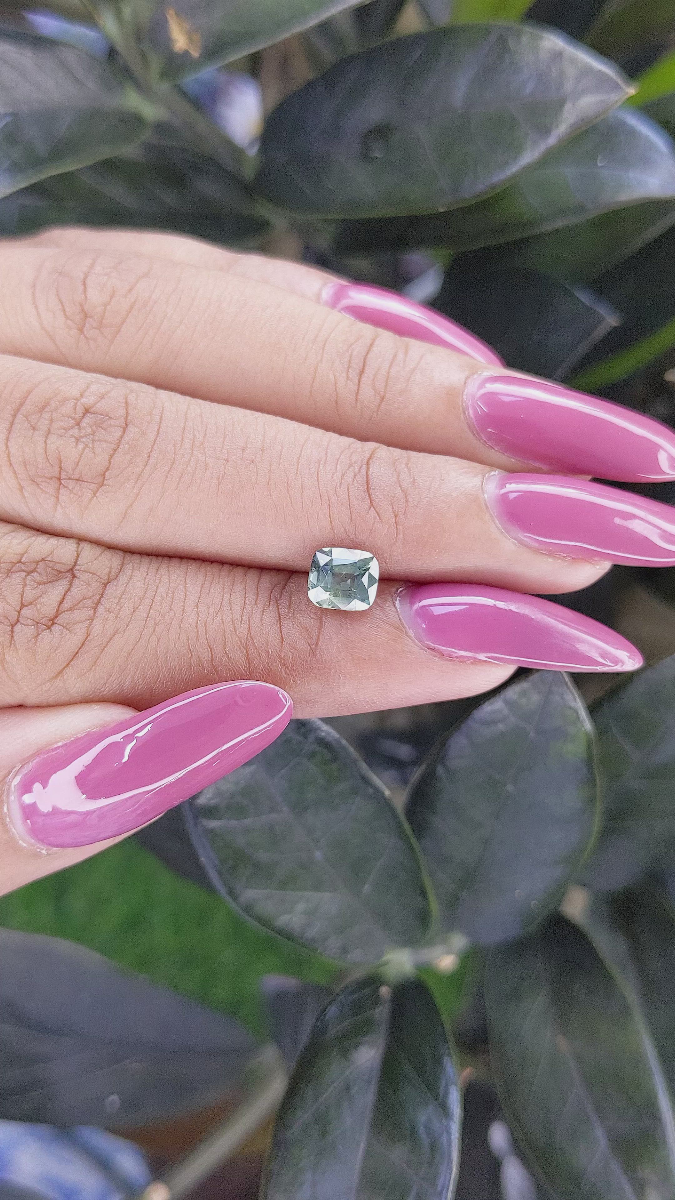 1.24 Ct. Bluish Green Sapphire from Tanzania Size Video